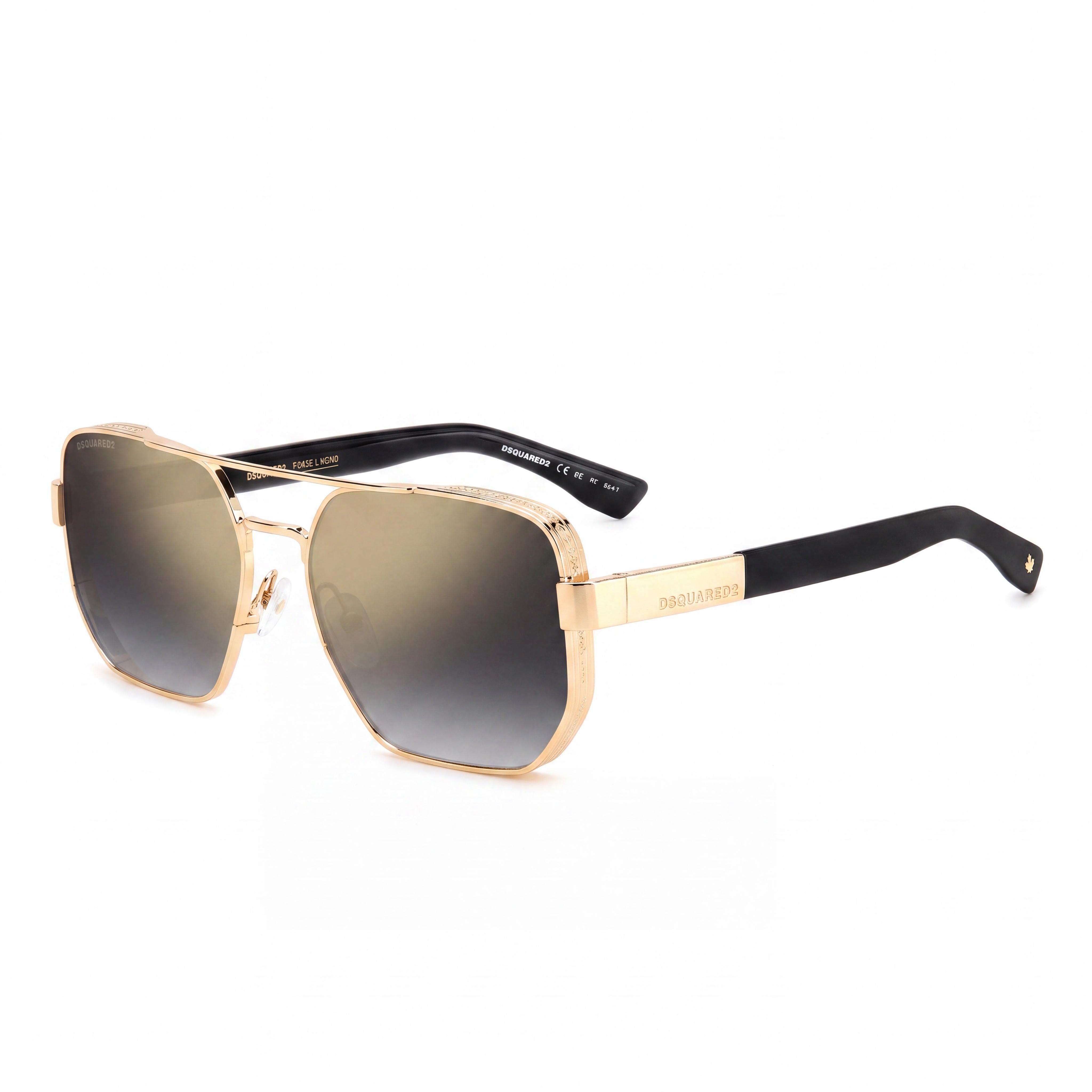 DSQUARED2 Classic Women's Metal Gold Havana Square Green Shaded Polycarbonate 58mm UV Protection Sunglasses, Photo 1