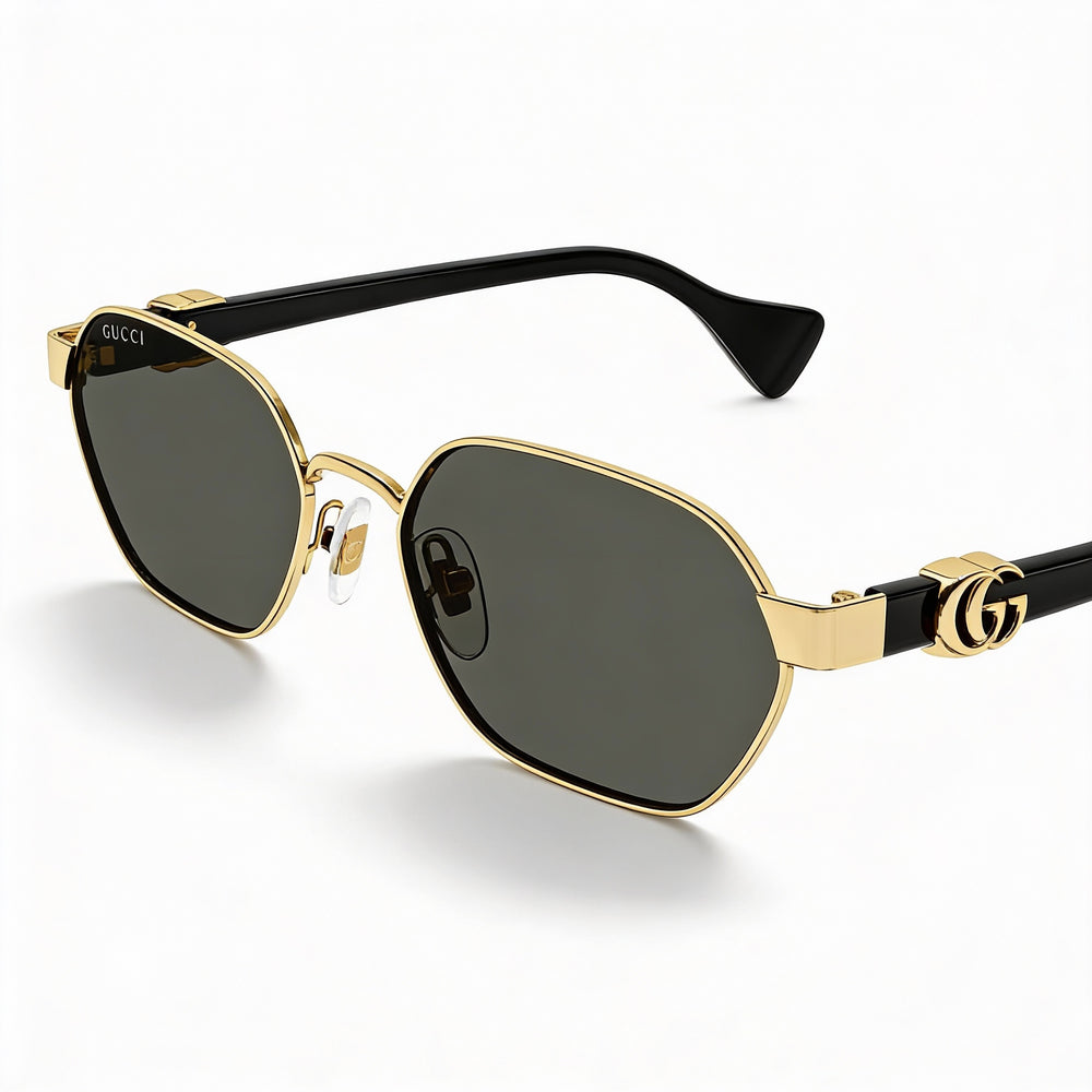 Gucci GG1593S Contemporary Women's Gold Black Acetate UV Protected Non-Polarized Dark Grey 56mm Sunglasses
