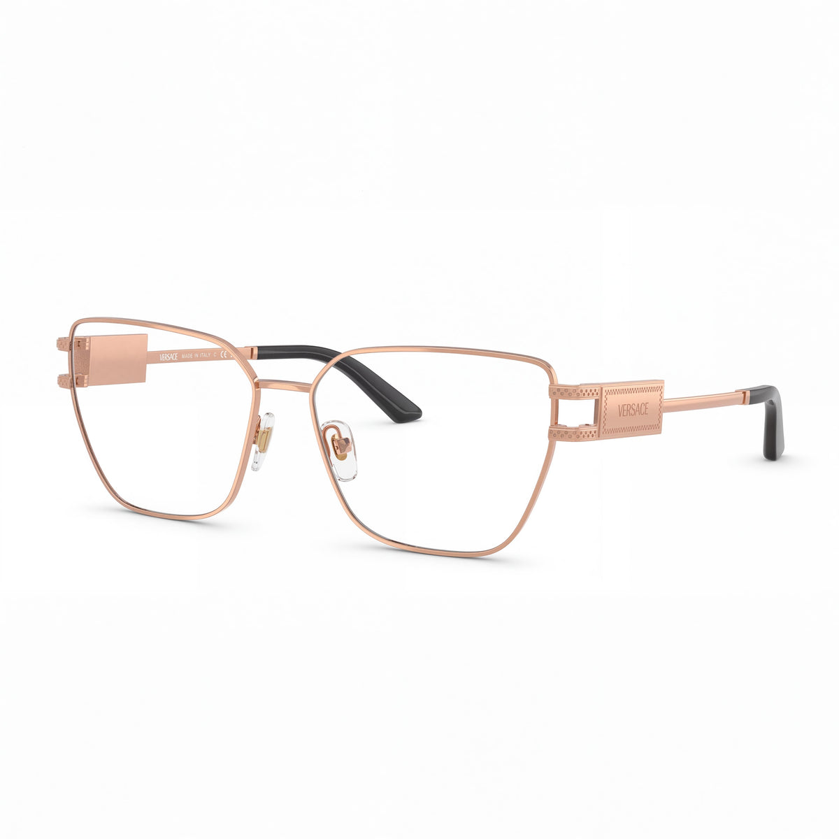 Versace Ve 1301 Women's Rose Gold Stainless Steel Frame Clear Polycarbonate Lenses 57mm, Photo 1
