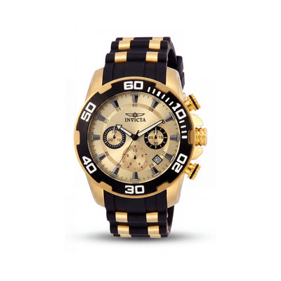 Invicta Pro Diver 22346 Men's Quartz Chronograph Gold-Tone Stainless Steel & Black Silicone 50mm Watch