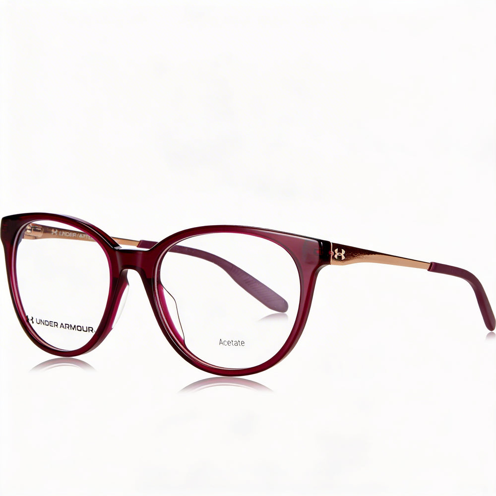 Monturas de gafas ópticas rectangulares de acetato Under Armour Ua 5028 para mujer, color rojo cristal, 42,2 mm