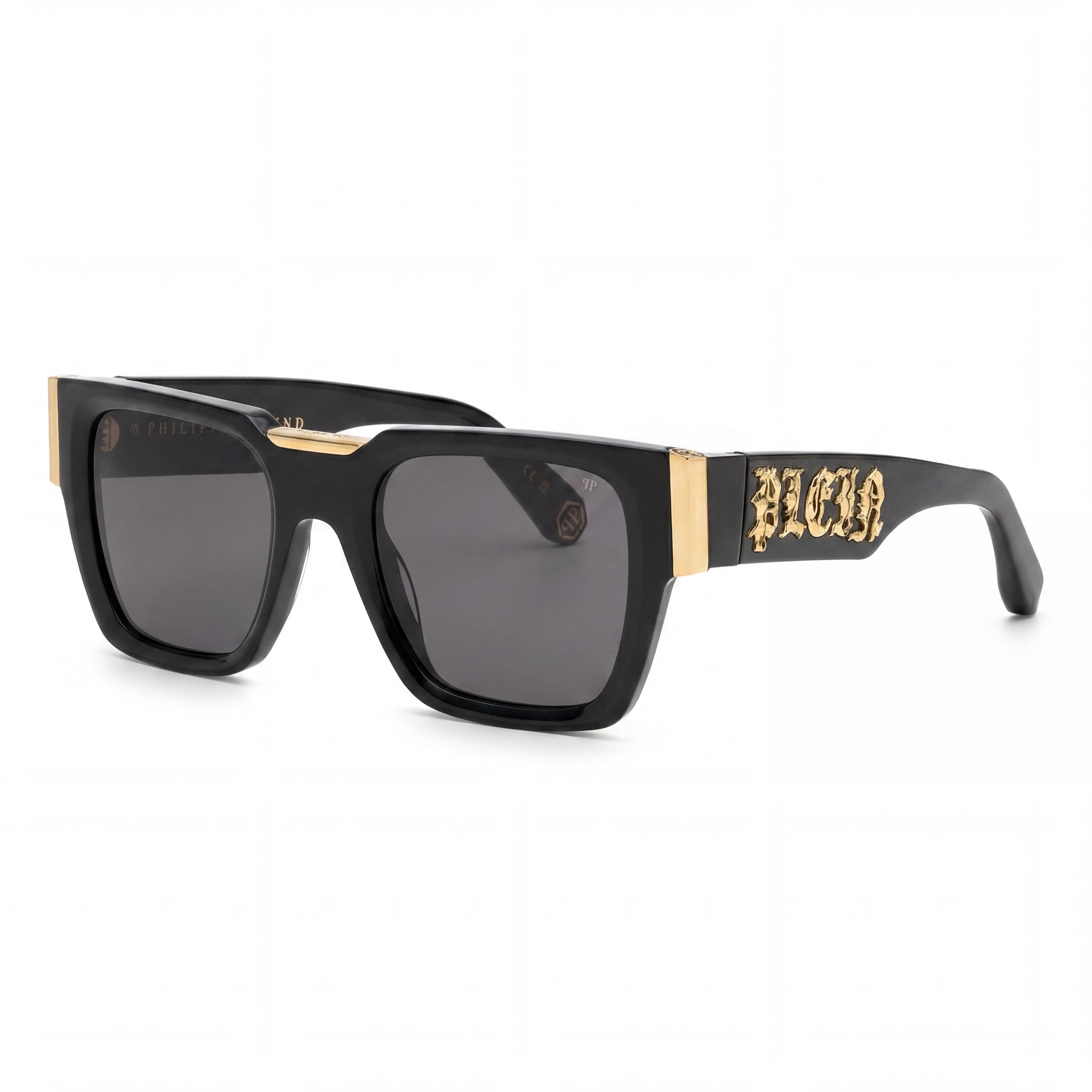 Gafas de sol Philipp Plein Spp095m unisex con montura de plástico negra brillante, sin polarizar, protección UV, 52 mm, Photo 1