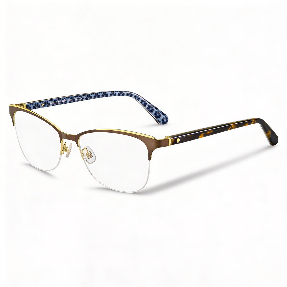 Kate Spade New York Brieana 09Q Women's Brown Havana Acetate Semi-Rimless Rectangular Square Eyeglasses 52mm