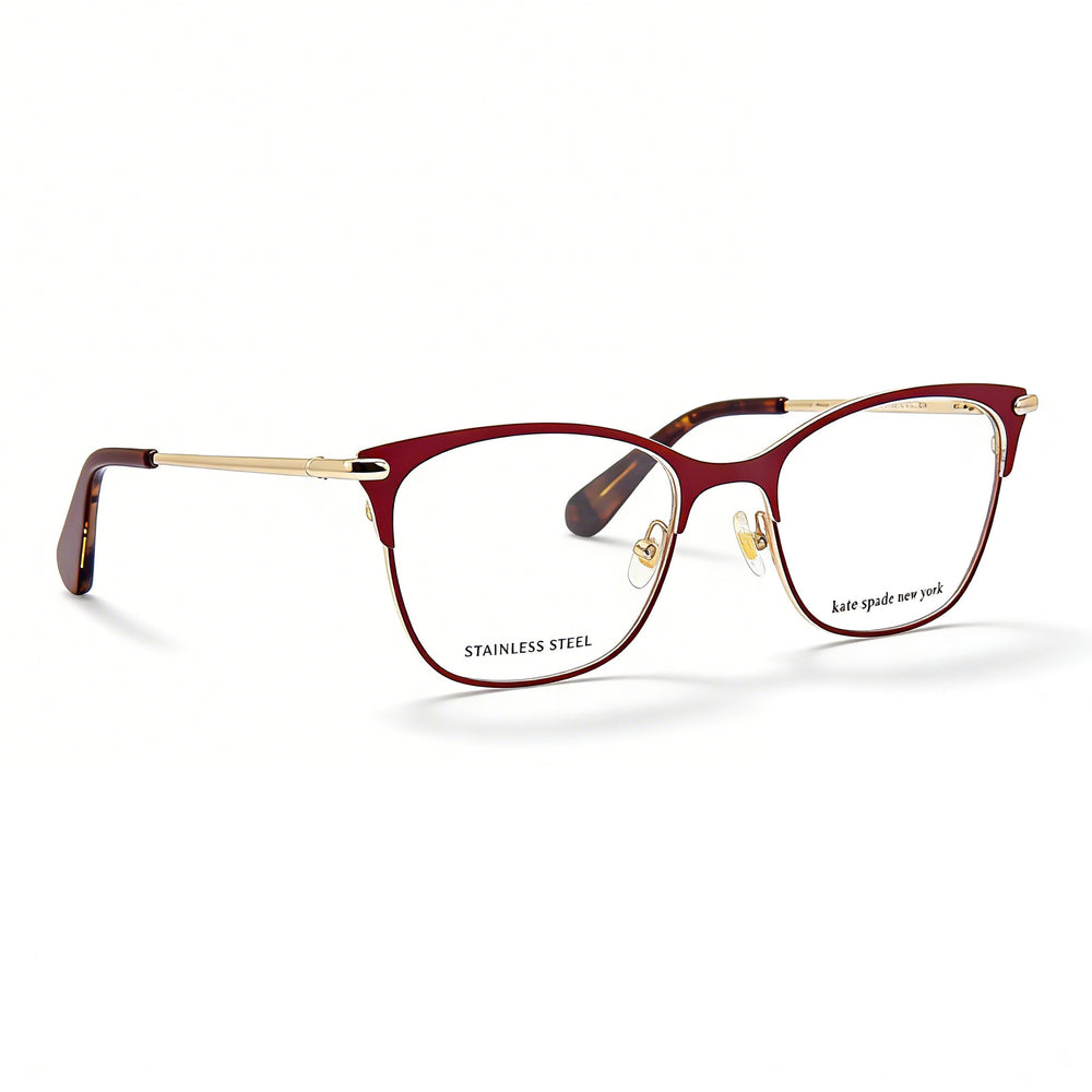 Gafas Kate Spade New York rectangulares de metal burdeos para mujer con lentes de policarbonato (50-17-140 mm)