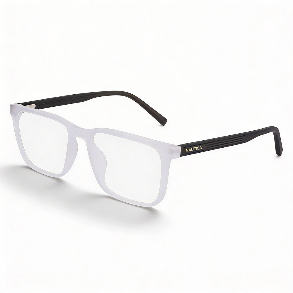 Gafas Nautica N8183 para hombre con montura de metal cristalino mate y lentes transparentes, tamaño 54 mm