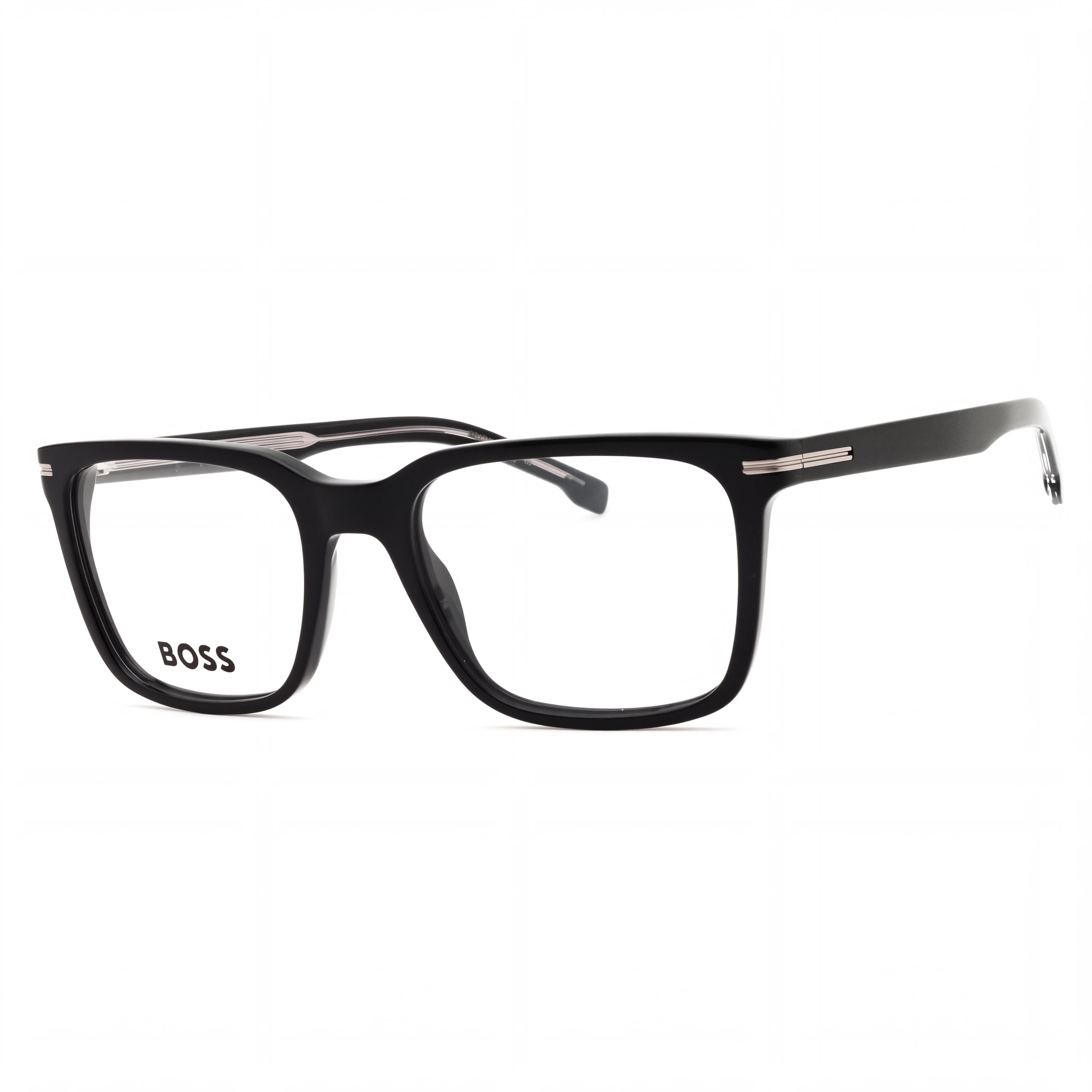 Hugo Boss Men's BOSS 1602/US Black Plastic Square Full-Rim Eyeglass Frames with Demo Lenses 53mm, Photo 1