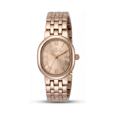 Reloj unisex Invicta Angel Collection 48141 de cuarzo y acero inoxidable con esfera de oro rosa de 20 mm.