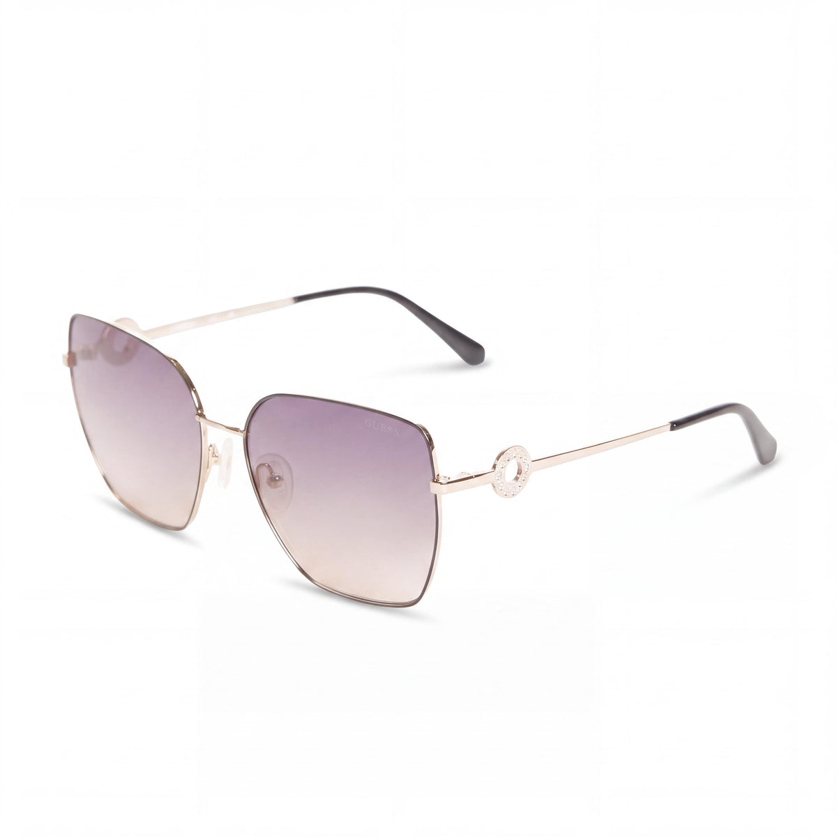 GUESS Women's 58 Mm Gf6183 Metal Geometric Gold Gradient Smoke Sunglasses with UV Protection, Photo 1