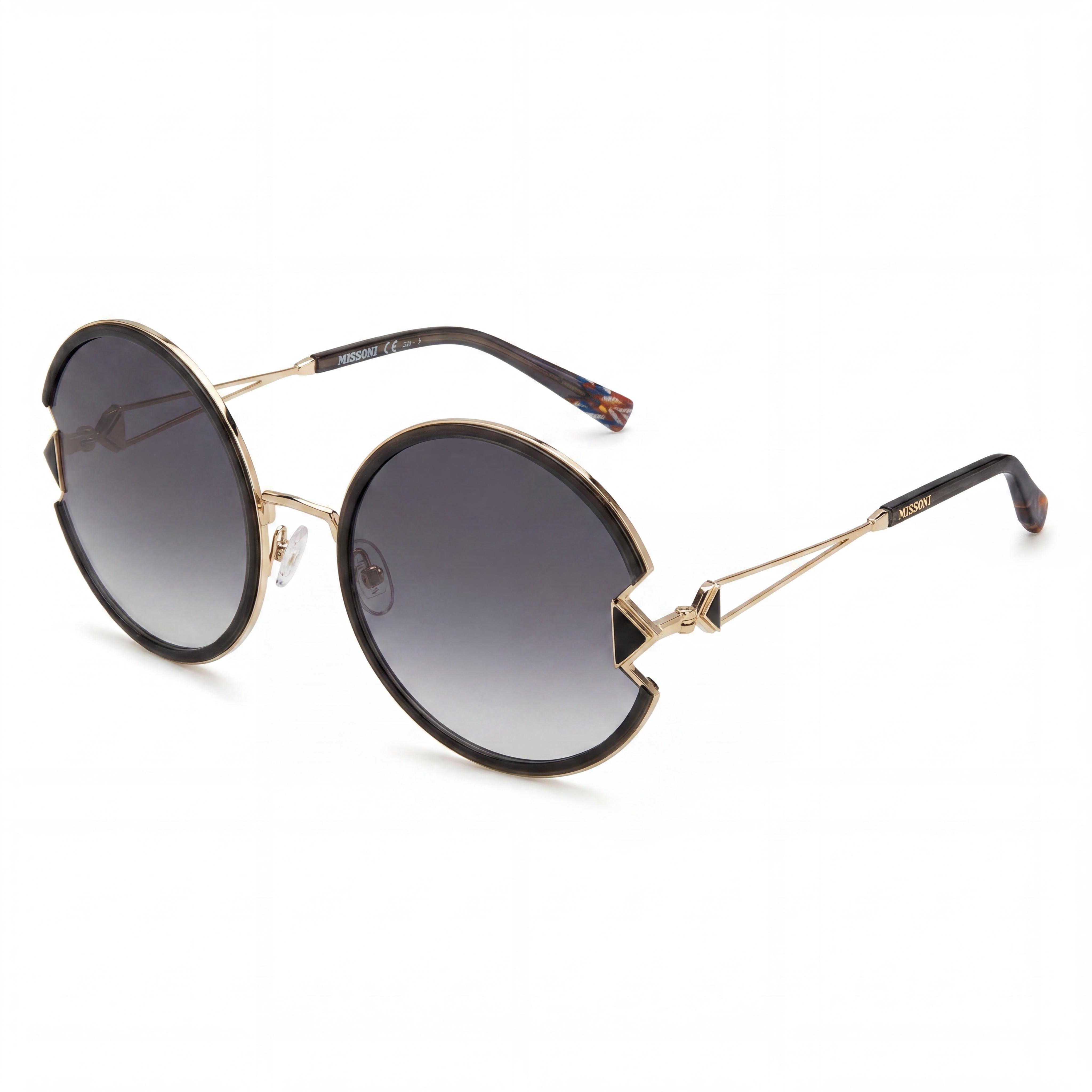 Missoni MIS 0074/S Women's Oval Stainless Steel Gold Black Dark Grey 100% UV Protection Sunglasses 59mm, Photo 1