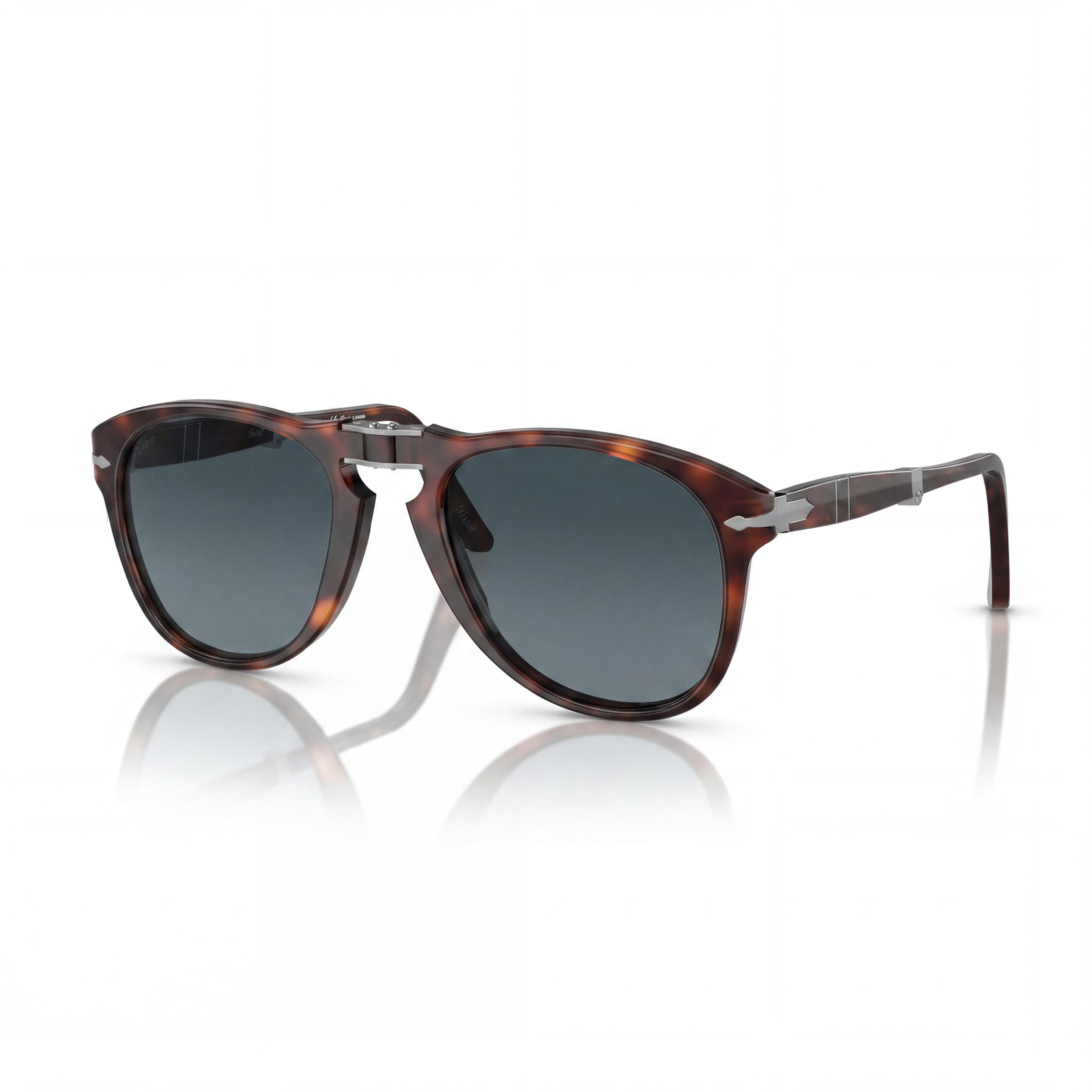 Persol Po0714 Folding Unisex Havana Acetate Blue Gradient Polarized Lenses UV Protection 54mm Sunglasses, Photo 1