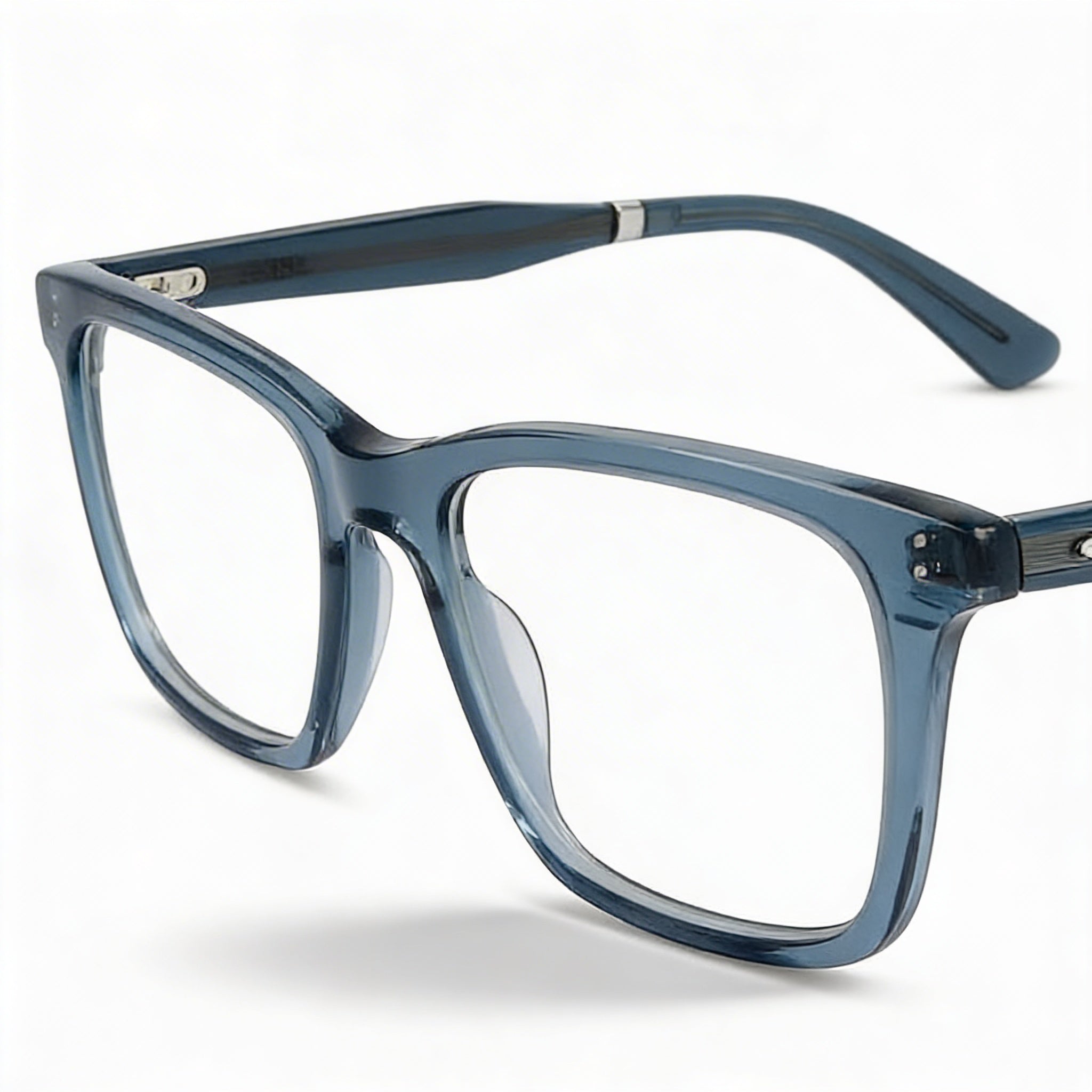 Gafas de vista Calvin Klein Modern para hombre, transparentes, de acetato azul Avio, montura completa, cuadradas, ancho de lente de 53 mm, Photo 2