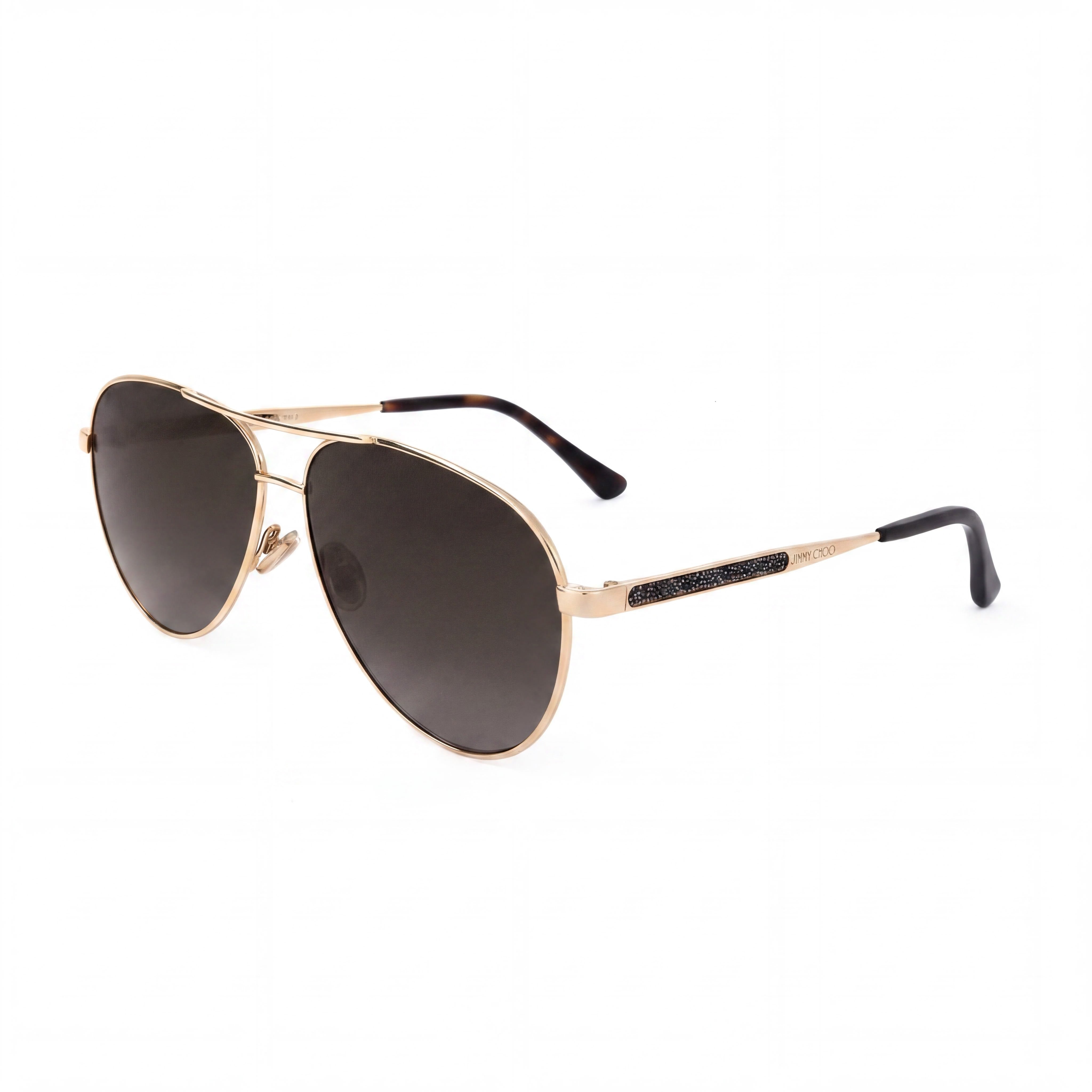 JIMMY CHOO JIMENA/S Gafas de sol de piloto para mujer de acero inoxidable dorado con degradado marrón habano de 60 mm con protección UV, Photo 1