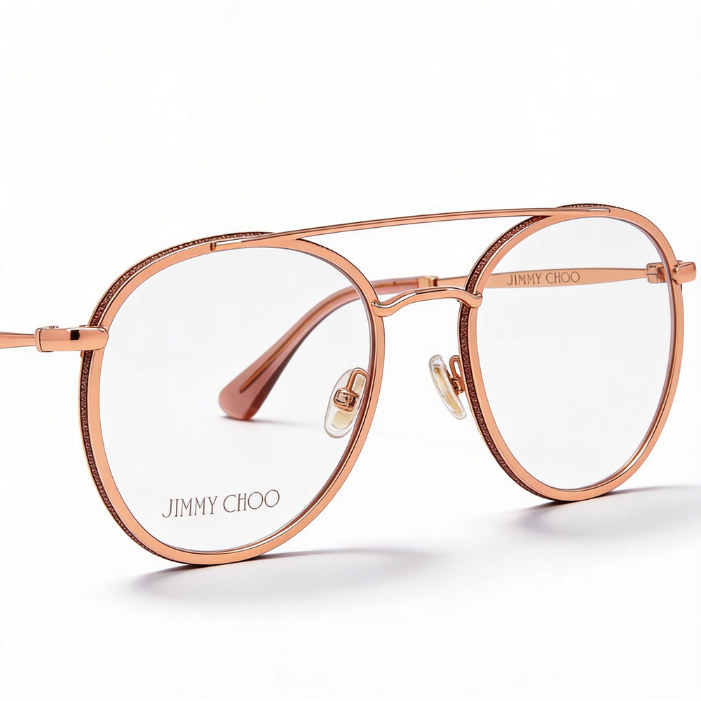 Gafas Jimmy Choo Crystal & Glitter Collection Unisex de Metal Tono Dorado Redondas con Cristales Rosas y Purpurina de 51mm