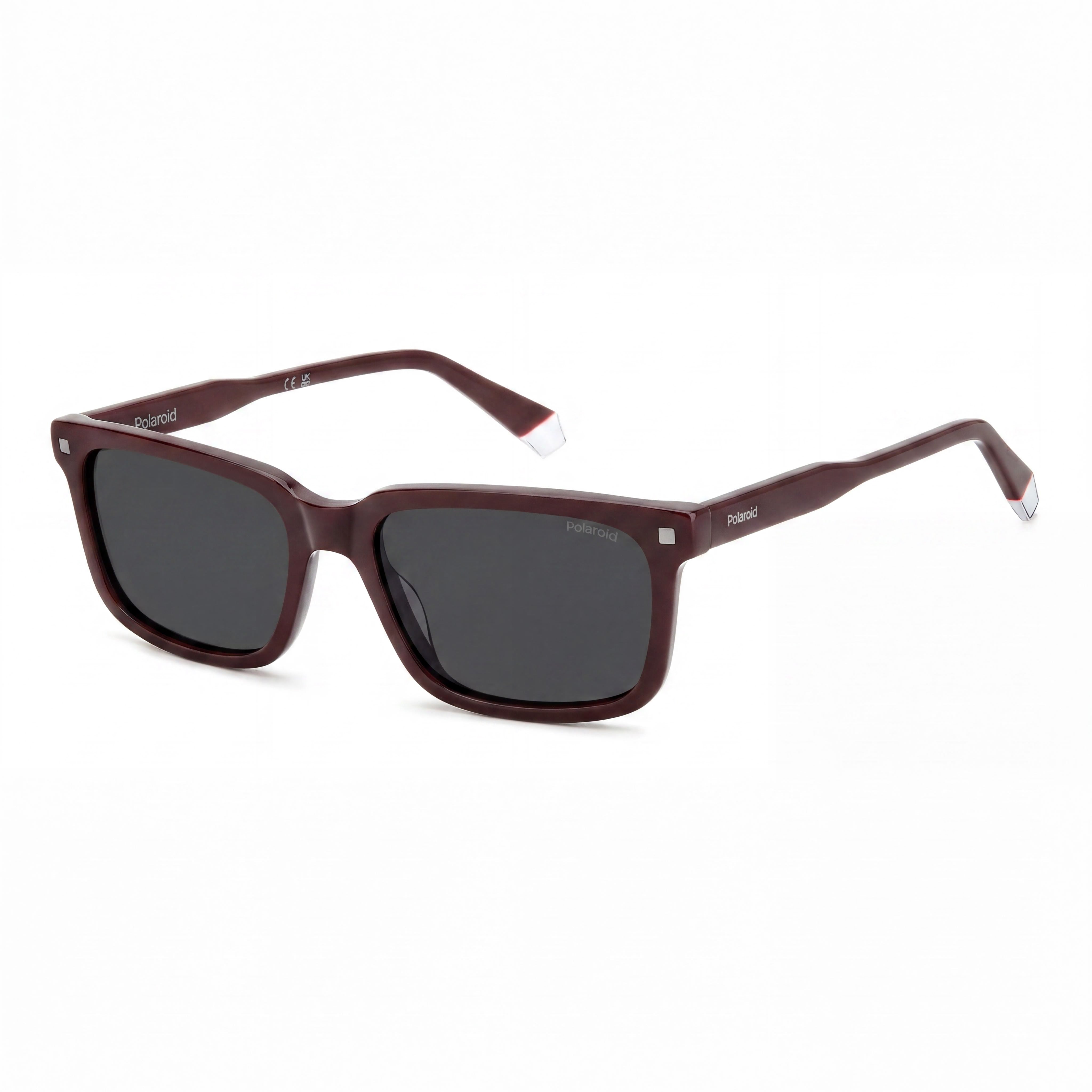 Gafas de sol rectangulares polarizadas Polaroid PLD 4174/S/X de acetato para hombre, montura color borgoña, lentes grises de 55 mm, Photo 1