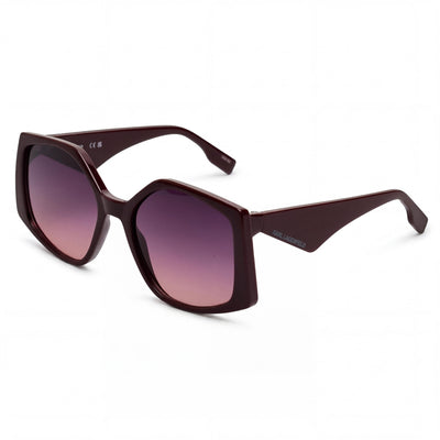 KARL LAGERFELD Women's Square Acetate Bordo Frame Gradient Bordeaux Lens Sunglasses 100% UV 400 (55mm)