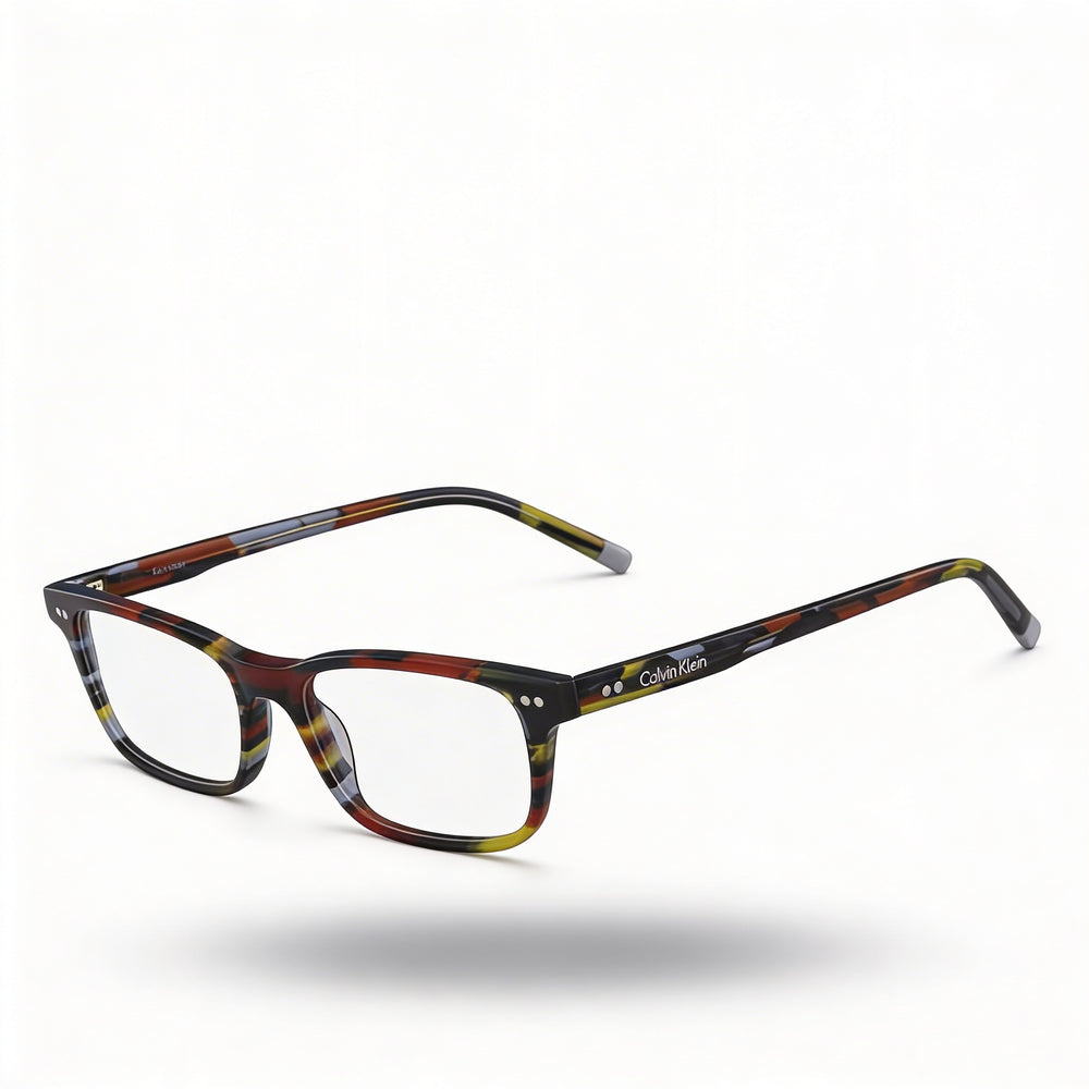 Gafas de vista Calvin Klein Modern para mujer con montura cuadrada de plástico, rayas marrones y grises, 51 mm
