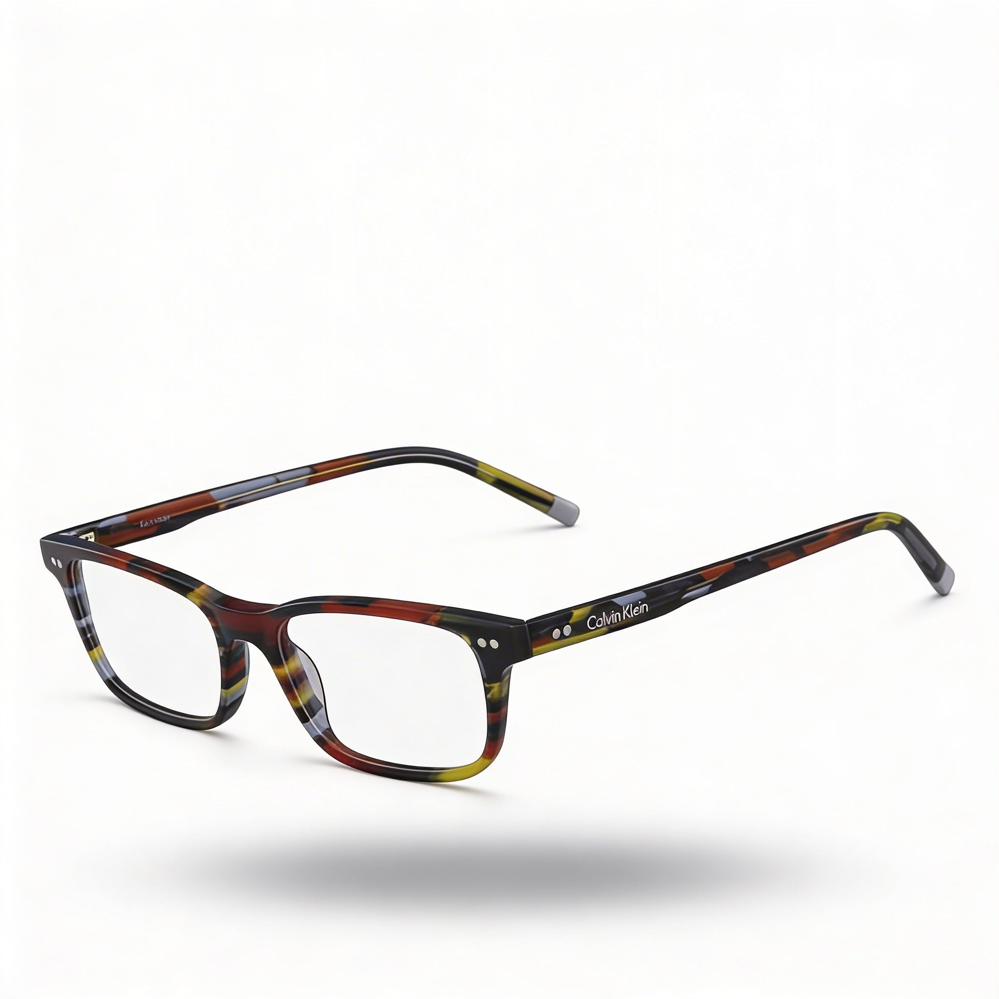 Gafas de vista Calvin Klein Modern para mujer con montura cuadrada de plástico, rayas marrones y grises, 51 mm, Photo 1