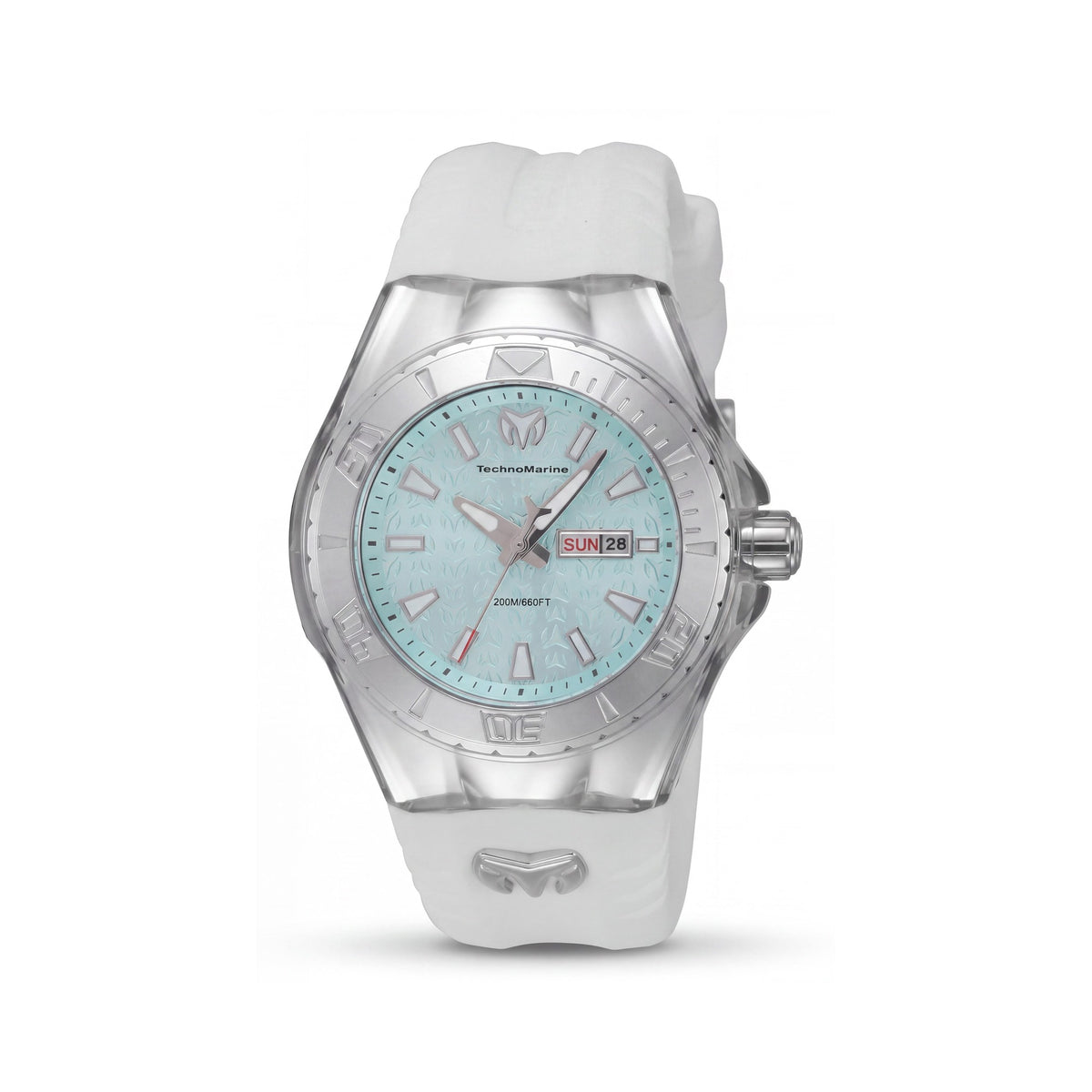 Technomarine Modern Women's Silver Stainless Steel Case White Silicone Band Turquoise Dial 36.5mm Water Resistant Watch, Photo 1