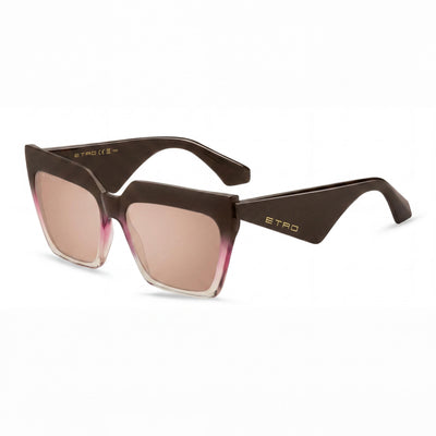 Etro Casual Women's Acetate Non-Polarized Sunglasses Brown Fuchsia Pink Flash Silver Lenses 58mm