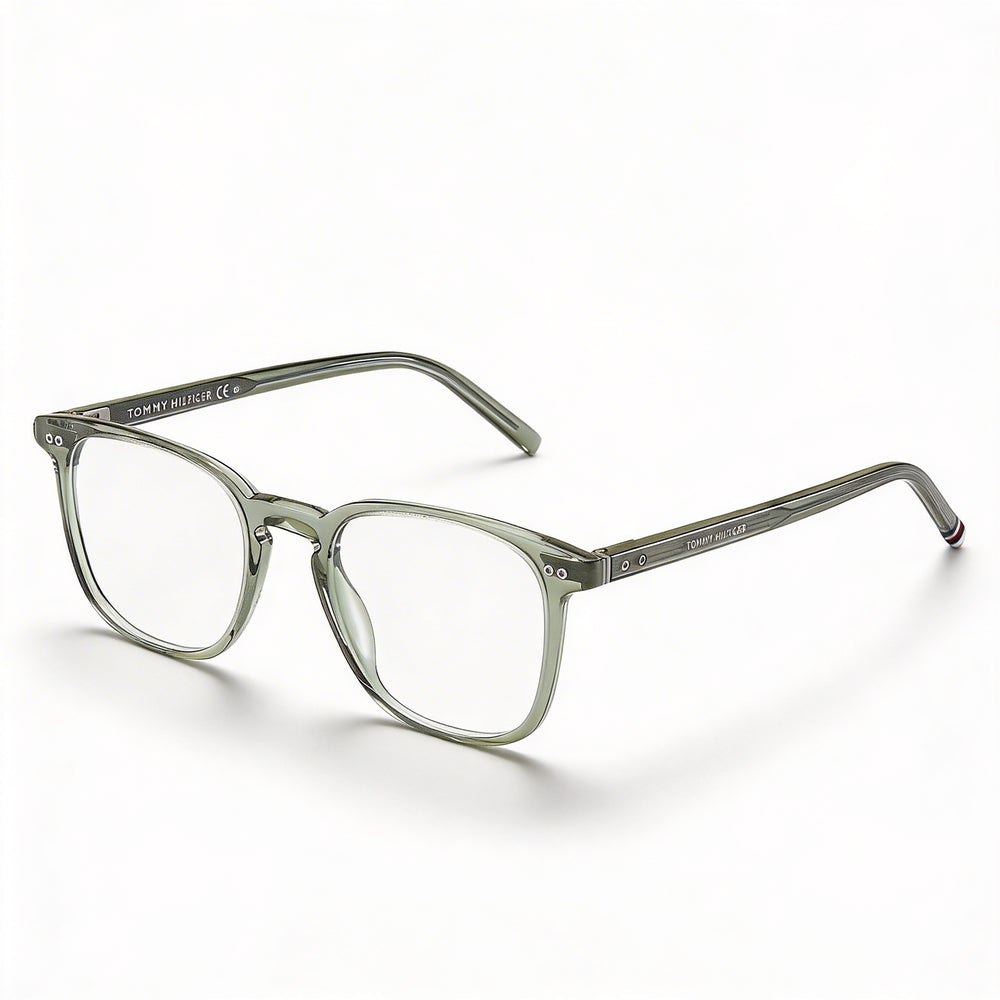 Gafas Tommy Hilfiger Modern para hombre, cuadradas, transparentes, de acetato verde salvia, 51 mm