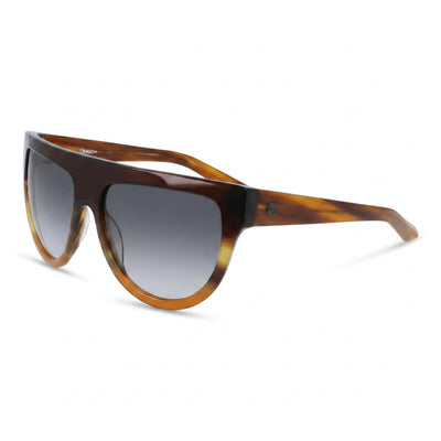 Dragon Alliance Square Women's UV Protection Sunglasses with Dark Brown Horn Grad Plastic Frame & Lumalens Smoke Gradient Lenses 58mm