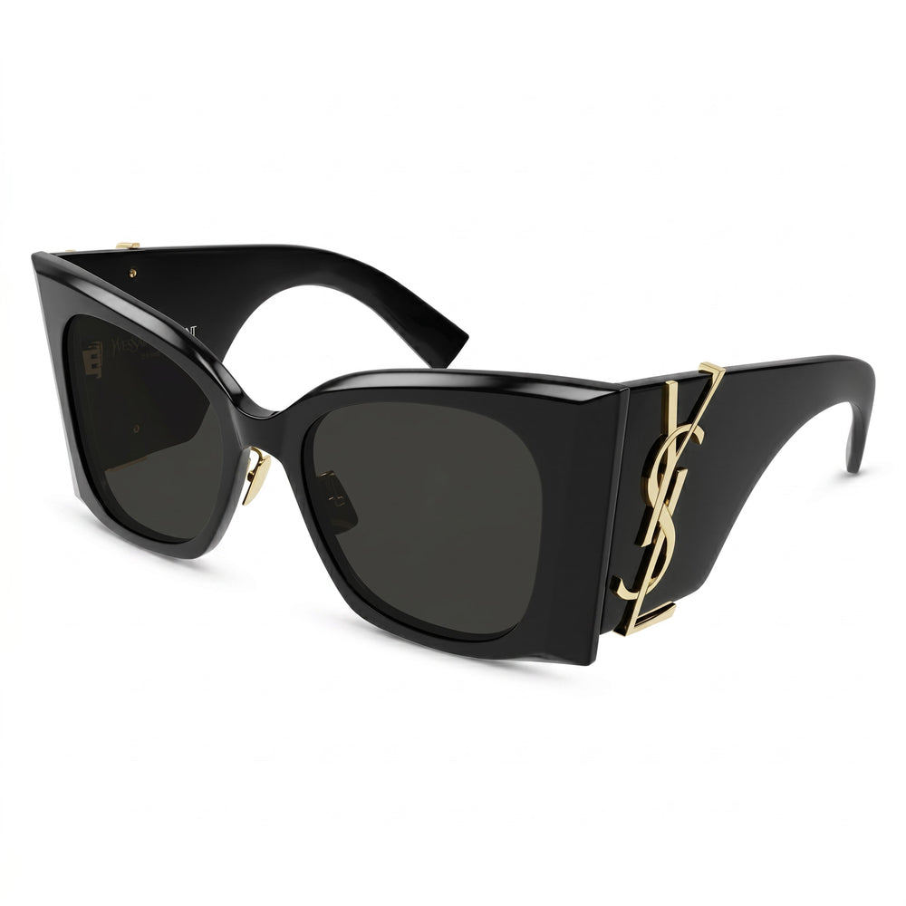 Gafas de sol Yves Saint Laurent SL M119/F BLAZE para mujer, montura completa negra, diseño de mariposa, de acetato reciclado, talla 53