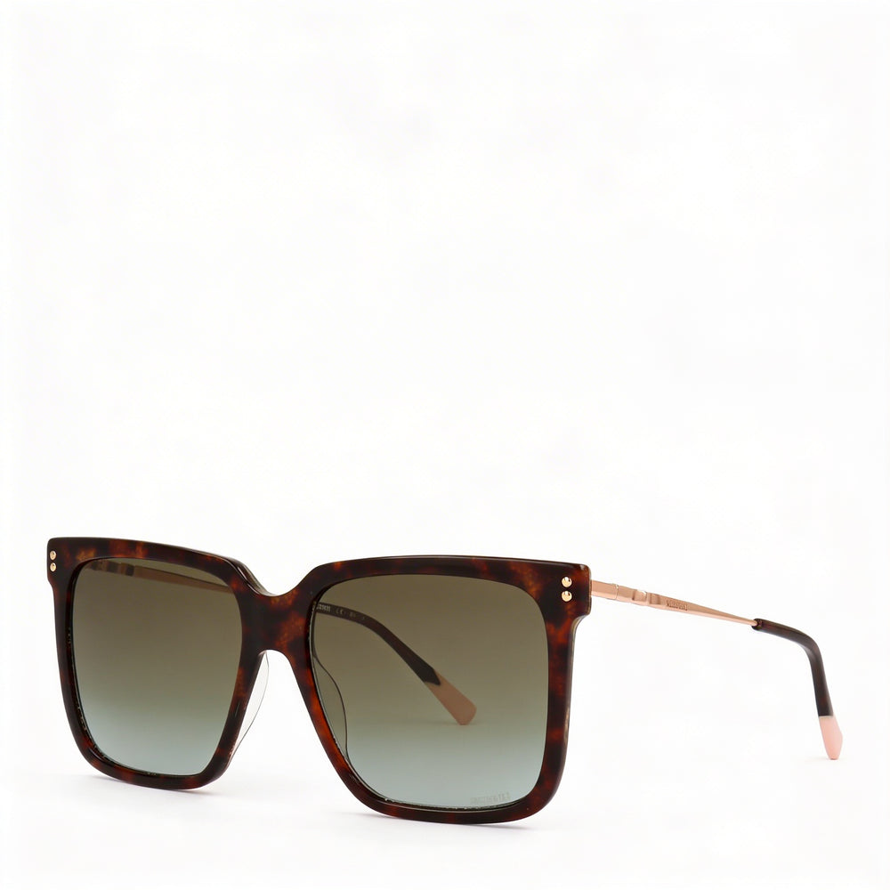 Gafas de sol clásicas Missoni para mujer, acetato carey oscuro, lentes degradadas marrones, 100% protección UV, 57mm