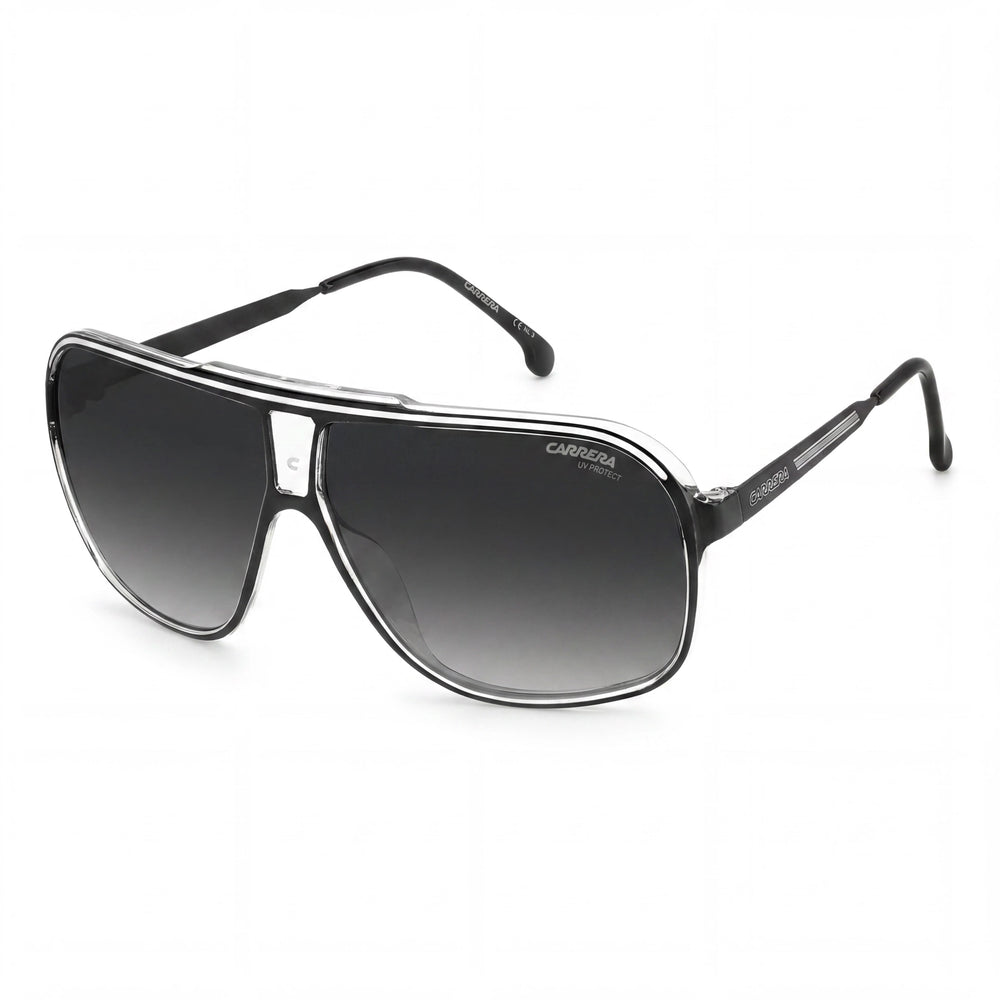 Carrera Contemporary Black White Aviator Sunglasses Unisex, 64mm