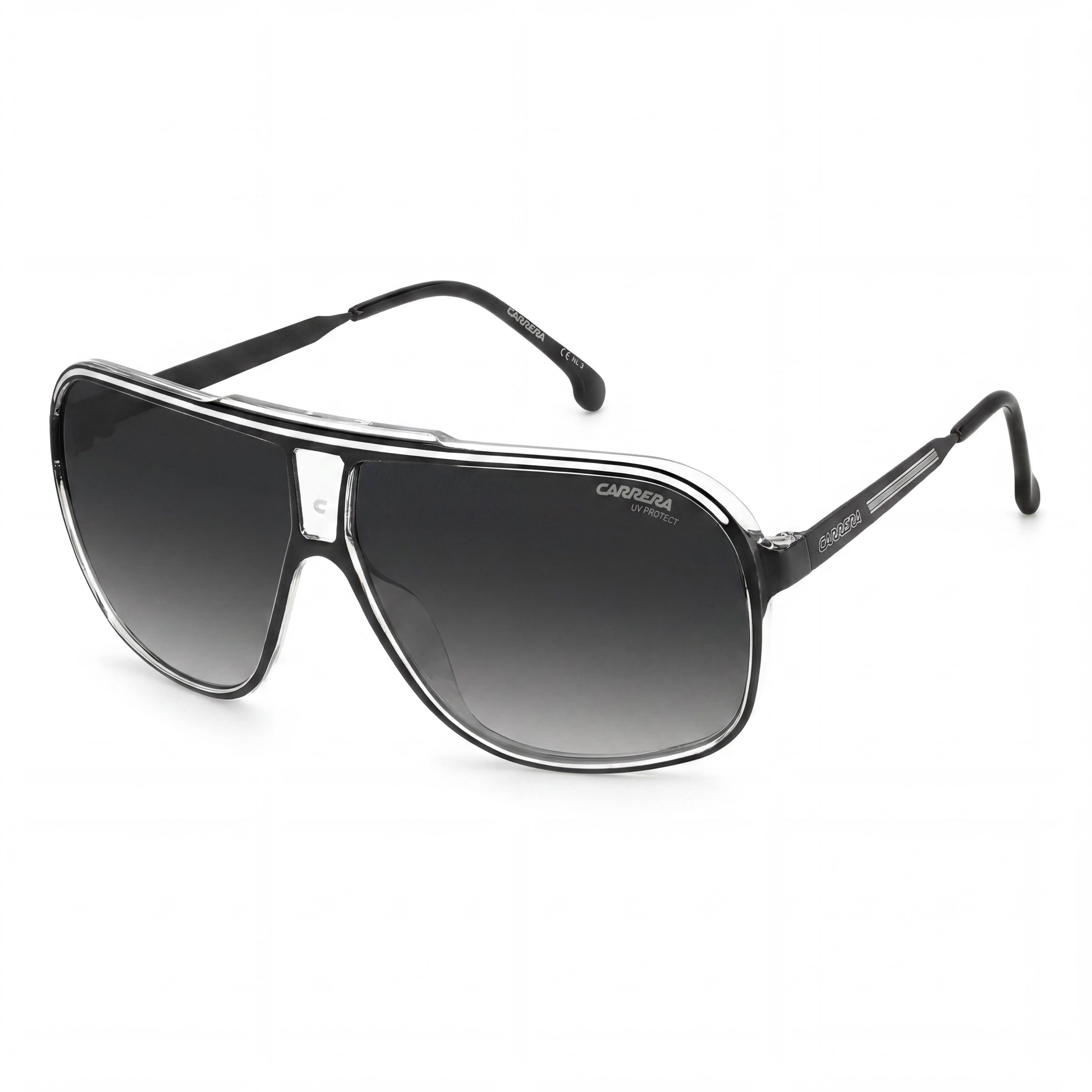 Carrera Contemporary Black White Aviator Sunglasses Unisex, 64mm, Photo 1