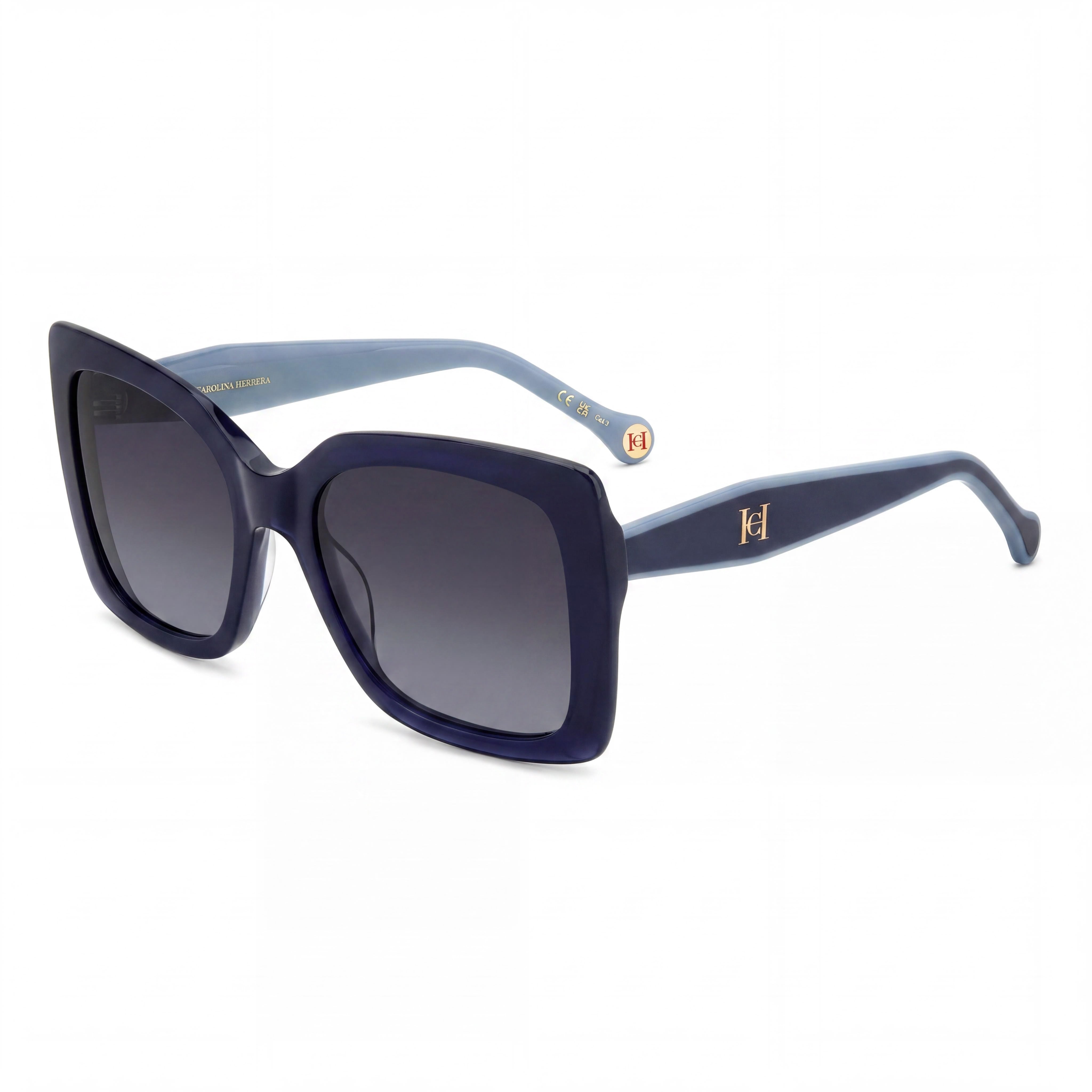 CAROLINA HERRERA HER 0258/G/S Women's Casual Blue Acetate Frame Dark Grey Shaded Lenses 20mm Bridge 140mm Temples, Photo 1