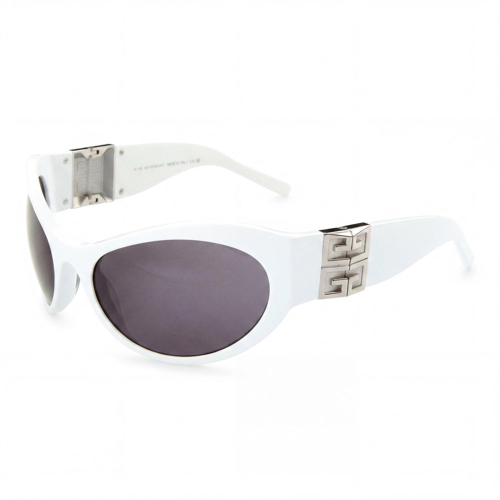 Gafas de sol Givenchy Casual para mujer, montura de plástico blanca, lentes ahumadas no polarizadas con protección UV 400, 63 mm