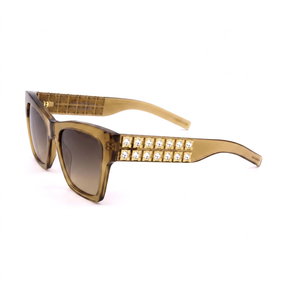 Gafas de sol Givenchy Casual para mujer con montura de acetato, lentes ahumadas beige brillantes, protección UV 400, 54 mm