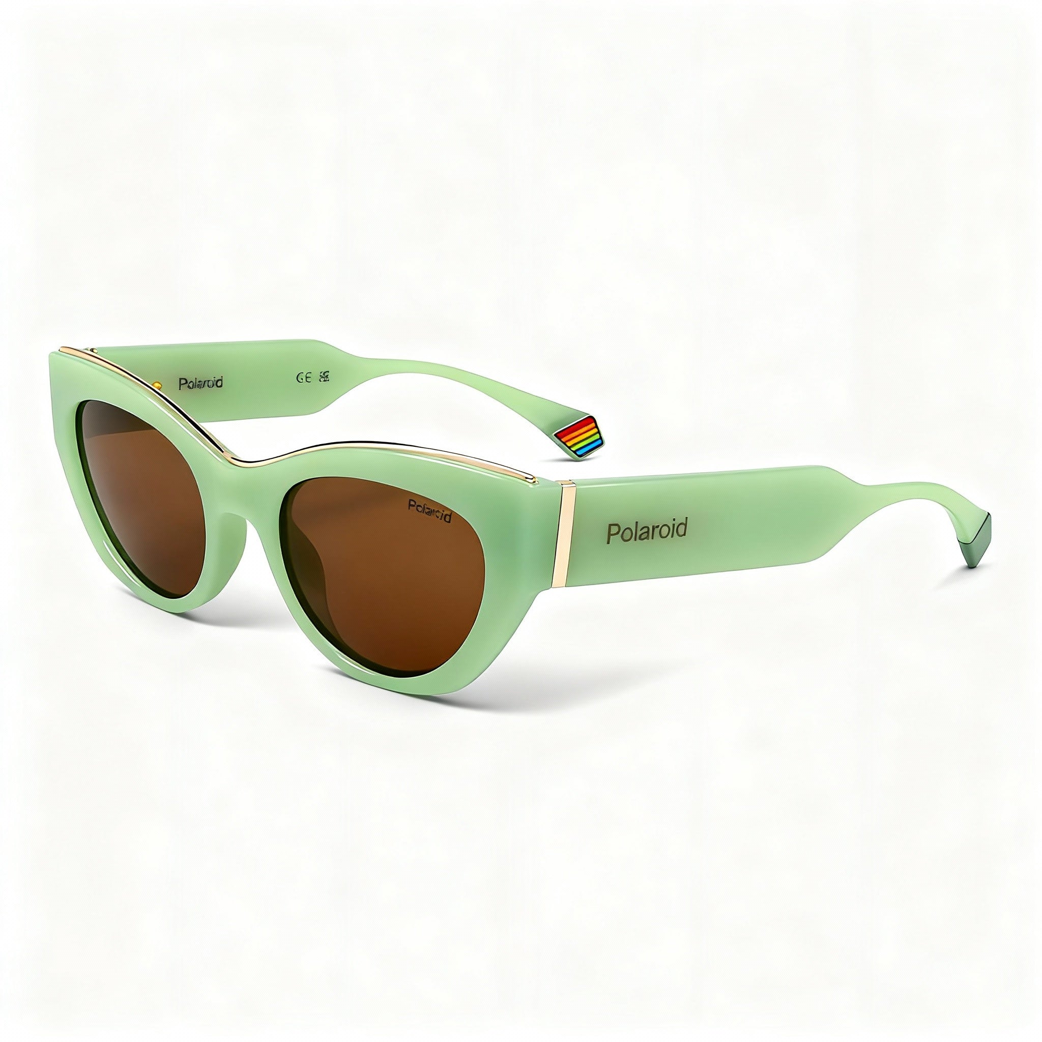 Polaroid Women's Cat Eye Polycarbonate Frosted Green, Bronze Polarized Sunglasses 50mm