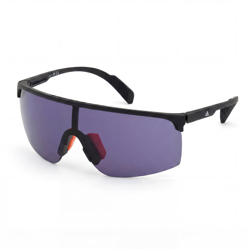 adidas SP0005 Men's Matte Black Smoke Plastic Mask Sunglasses, Light Purple Non-Polarized UV 400