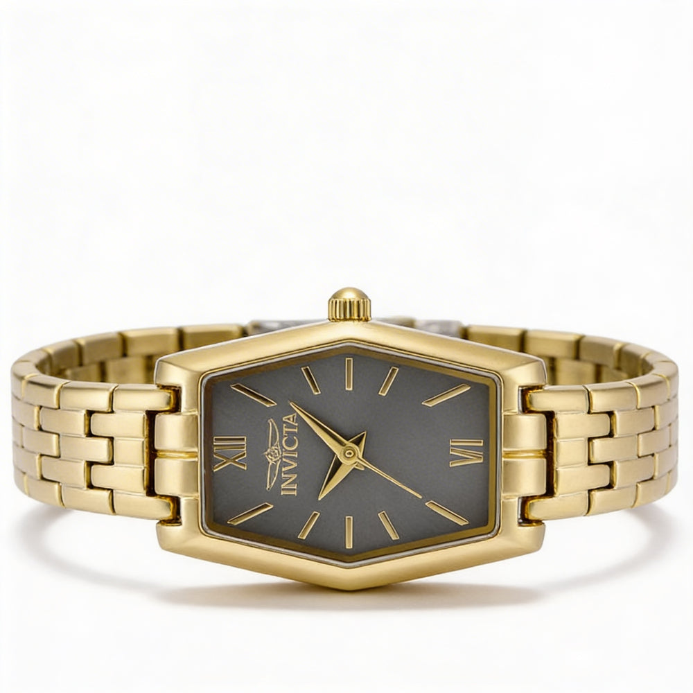 Reloj unisex Invicta Angel 49064 con movimiento de cuarzo y pulsera de acero inoxidable, esfera gris y caja de 20 mm.