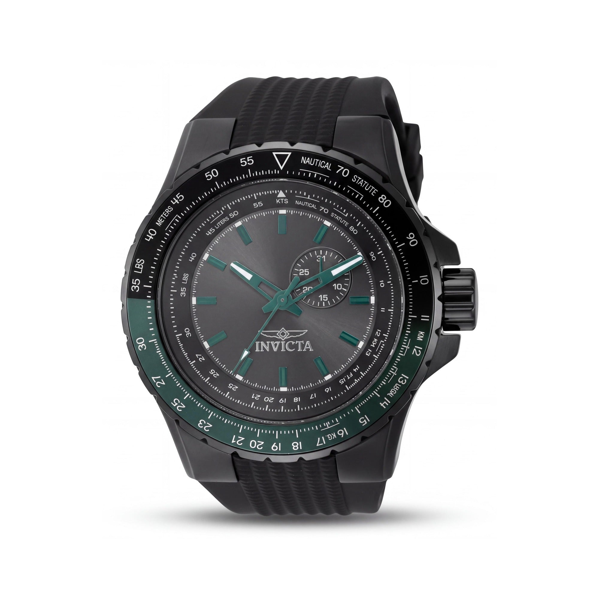 Invicta Aviator 49730 Unisex Quartz Movement Stainless Steel Black Dial Silicone Strap 50mm 10 ATM Water Resistant Watch, Photo 1