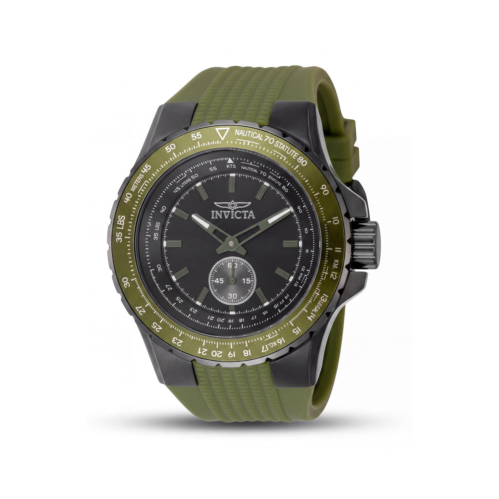 Invicta Aviator 49311 Reloj de pulsera unisex de cuarzo con esfera negra, caja de acero inoxidable, 50 mm