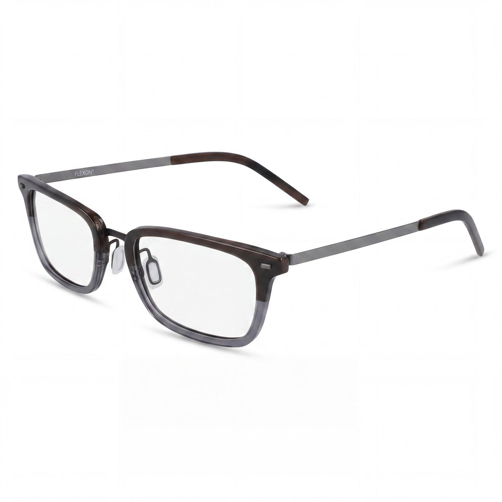 Flexon B2021 Unisex Metal Brown Horn Eyeglasses 54mm