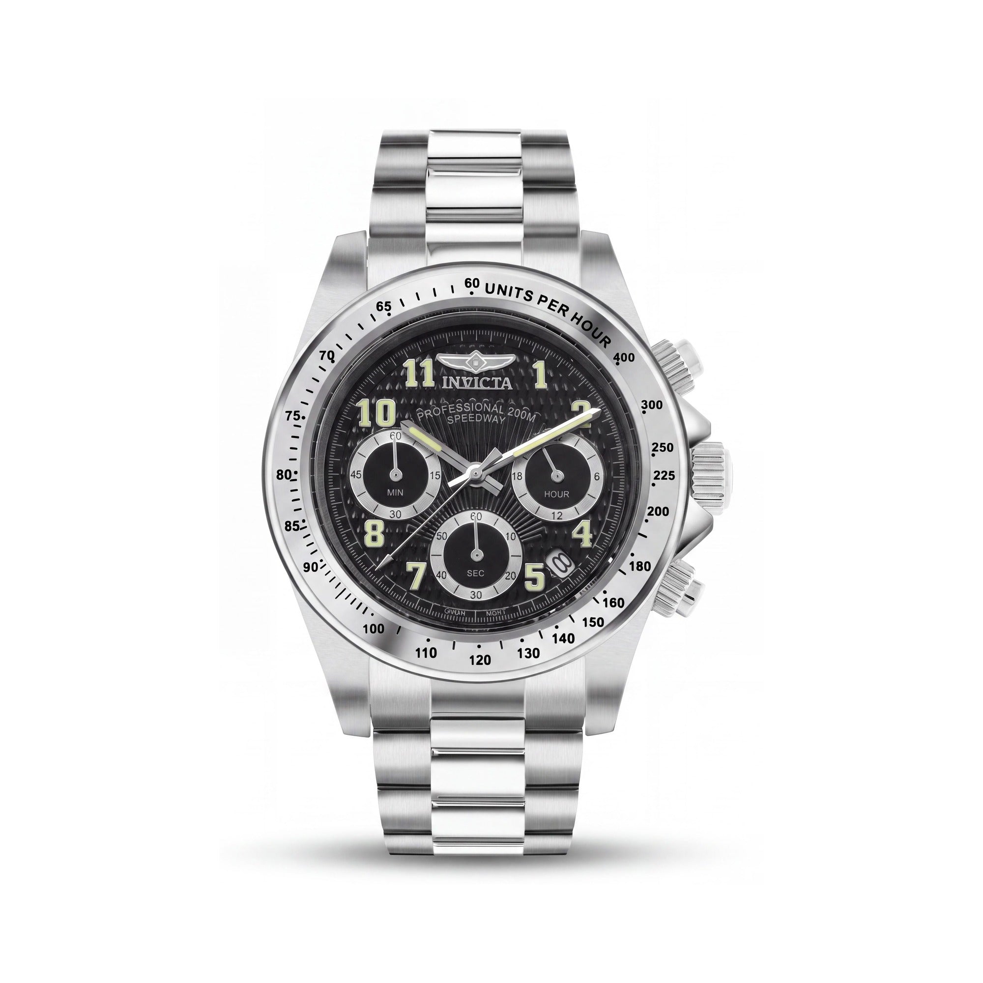 Invicta Reloj de buceo luminoso Speedway Cronógrafo para hombre de 40 mm de acero inoxidable negro y plateado, Photo 1