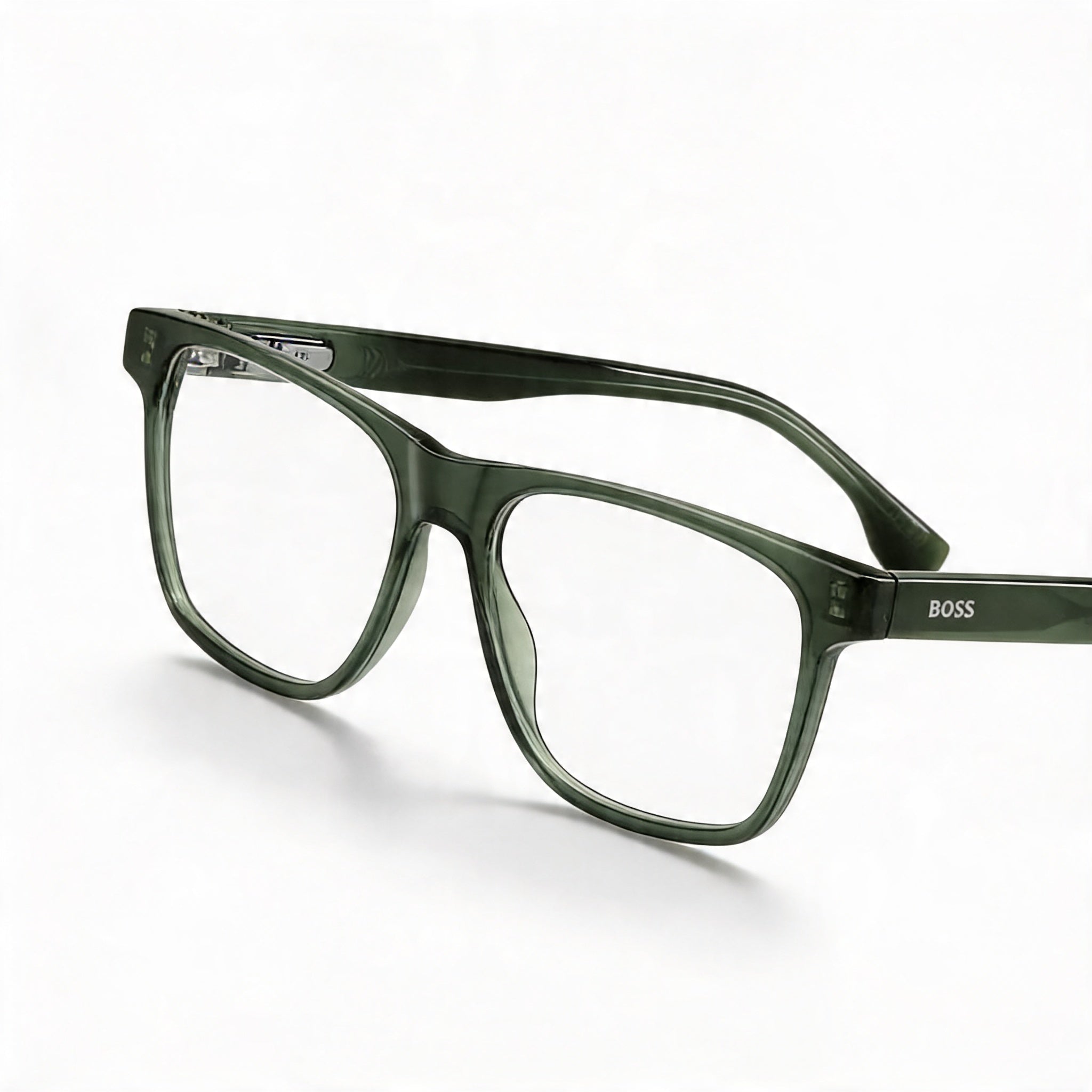 Gafas de sol clásicas Hugo Boss para hombre con montura de acetato de cuerno verde, lentes de policarbonato multicolor no polarizadas, 55-17-145mm, Photo 2