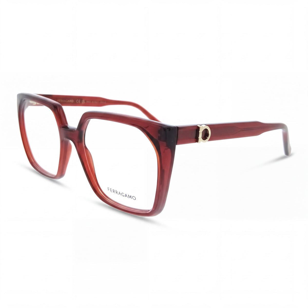 Ferragamo SF3042E Casual Women's Transparent Burgundy Plastic Frame Plastic Lens Ophthalmic Frames 55-18-145mm, Photo 1
