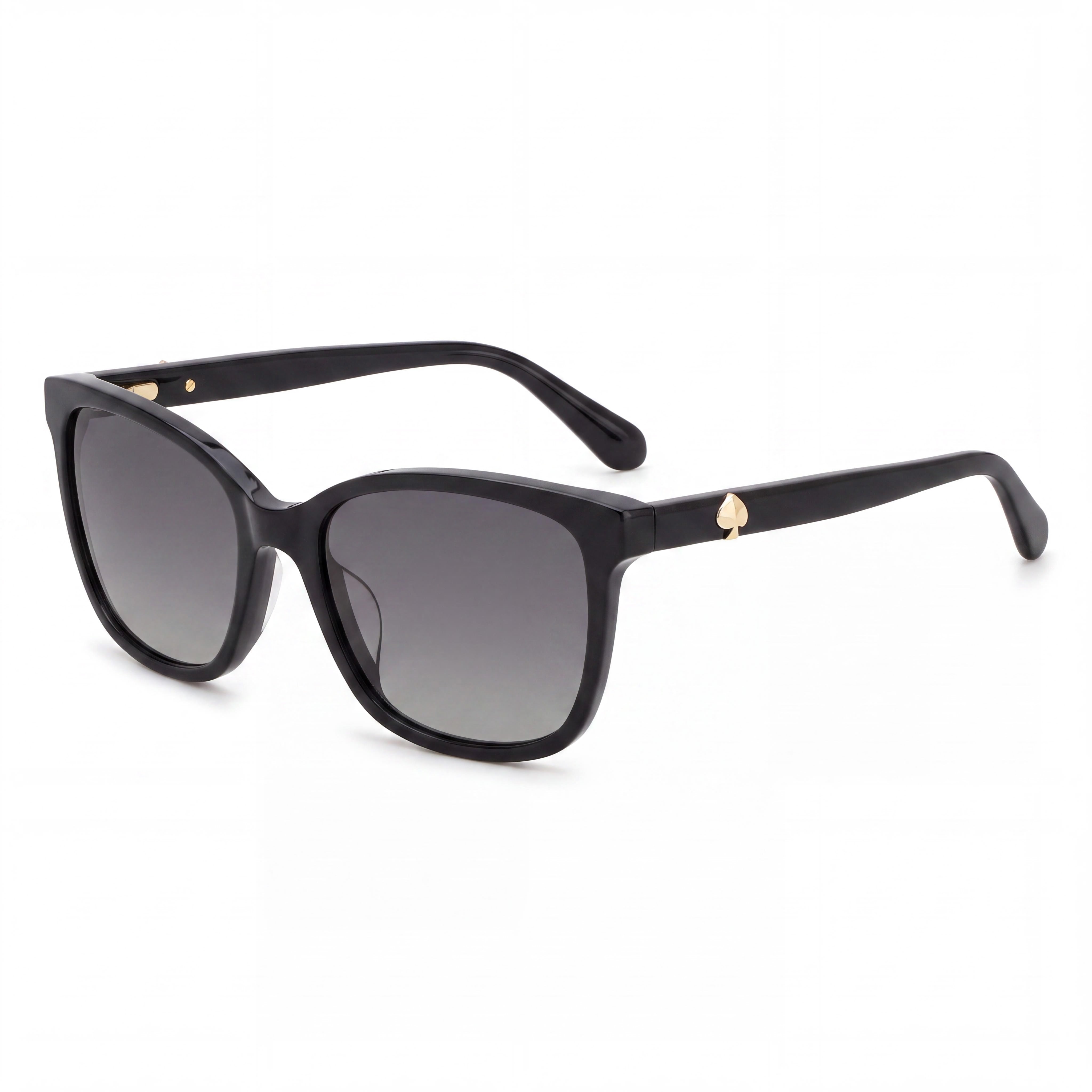 Gafas de sol rectangulares para mujer Kate Spade New York Tabitha/S, negras y doradas, de acetato con lentes polarizadas grises, 100 % UV, de 53 mm, Photo 1