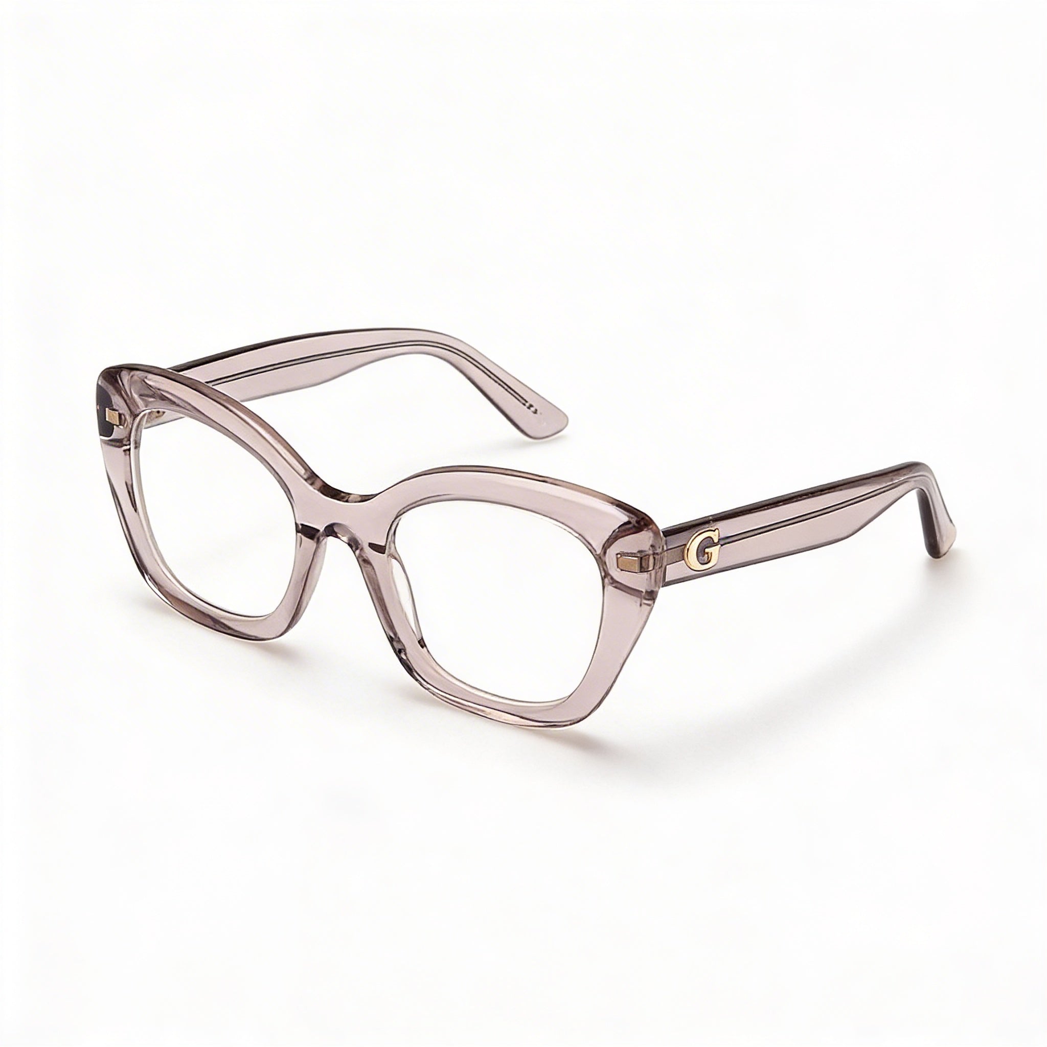 Guess Gu50225 Women's Shiny Grey Plastic Eyewear with Transparent Non- Polycarbonate Lenses, 51mm Lens Width, Photo 1