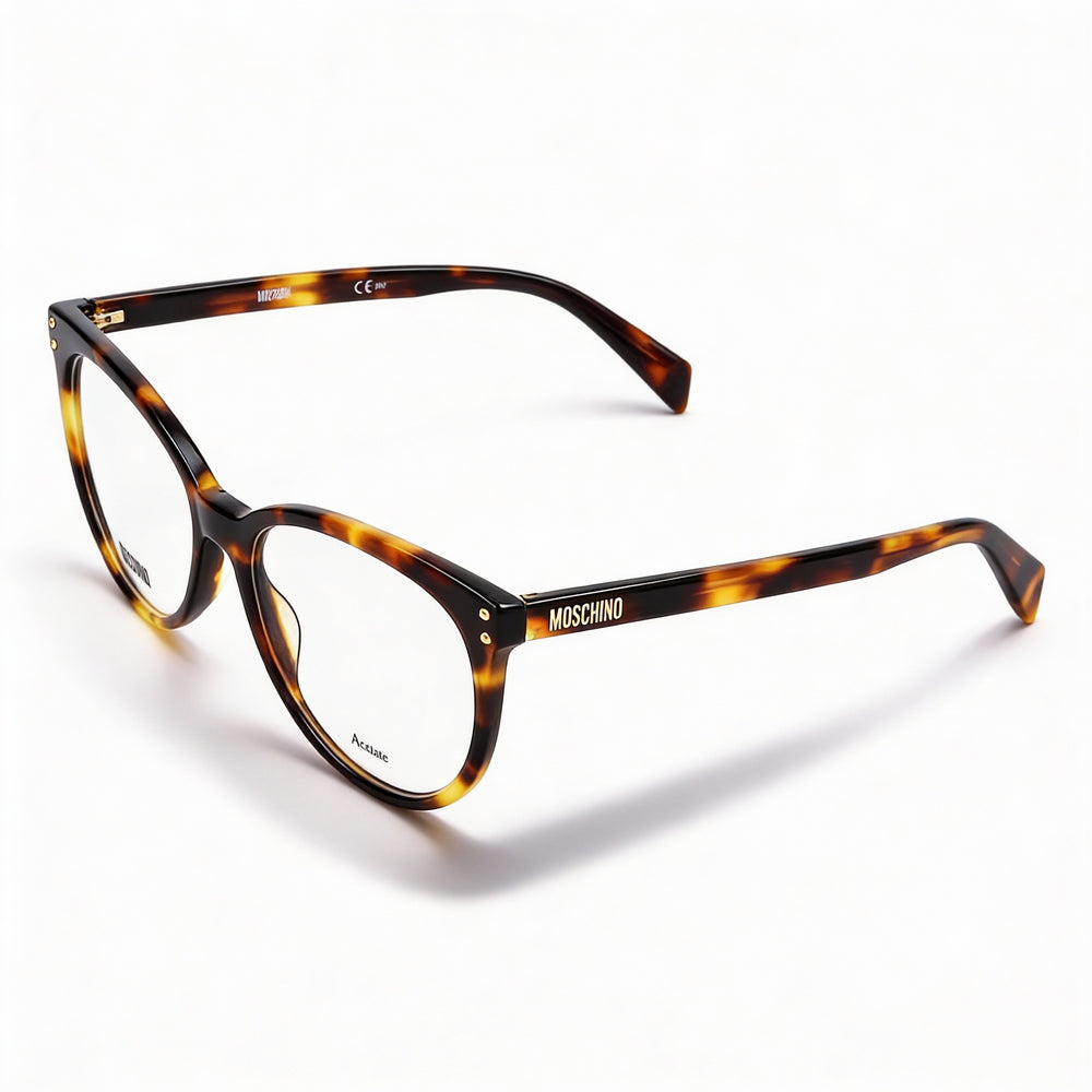 Moschino Women's 535 Optical Eyeglasses Frame in Premium Acetate, Dark Havana, 53mm