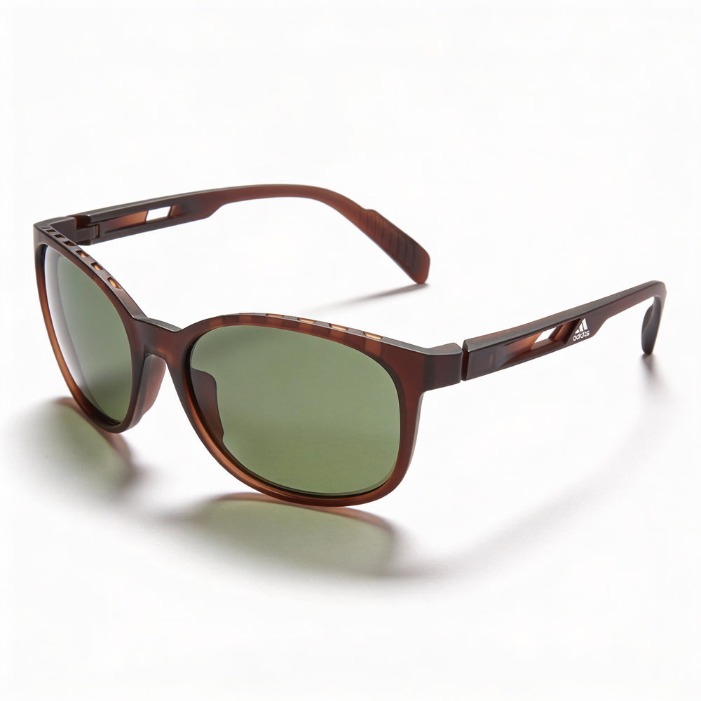 adidas Classic Unisex Matte Dark Brown Plastic Frame Green Polycarbonate UV Protection Sunglasses 58mm