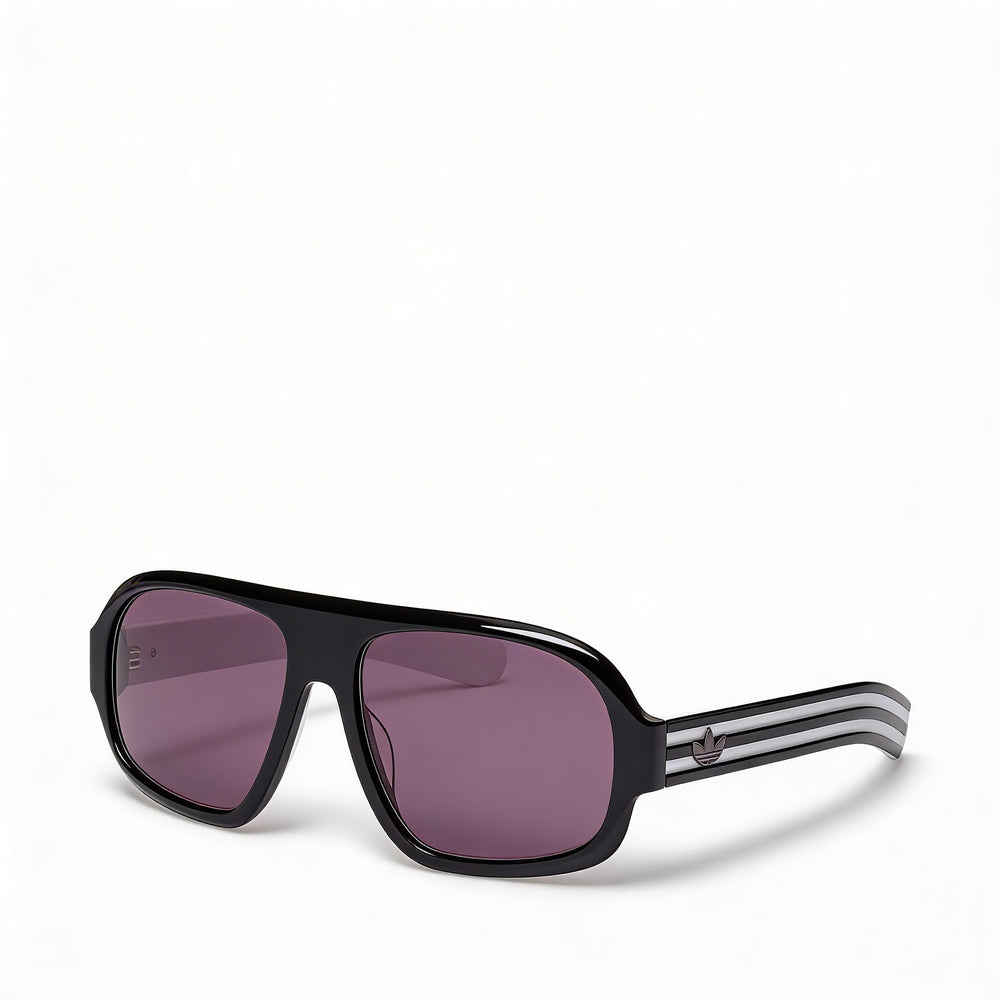 Adidas Originals Gafas de Sol Casuales para Hombre, Armazón de Plástico Negro Brillante, Lentes Ahumadas No Polarizadas, Protección UV 400, 59mm