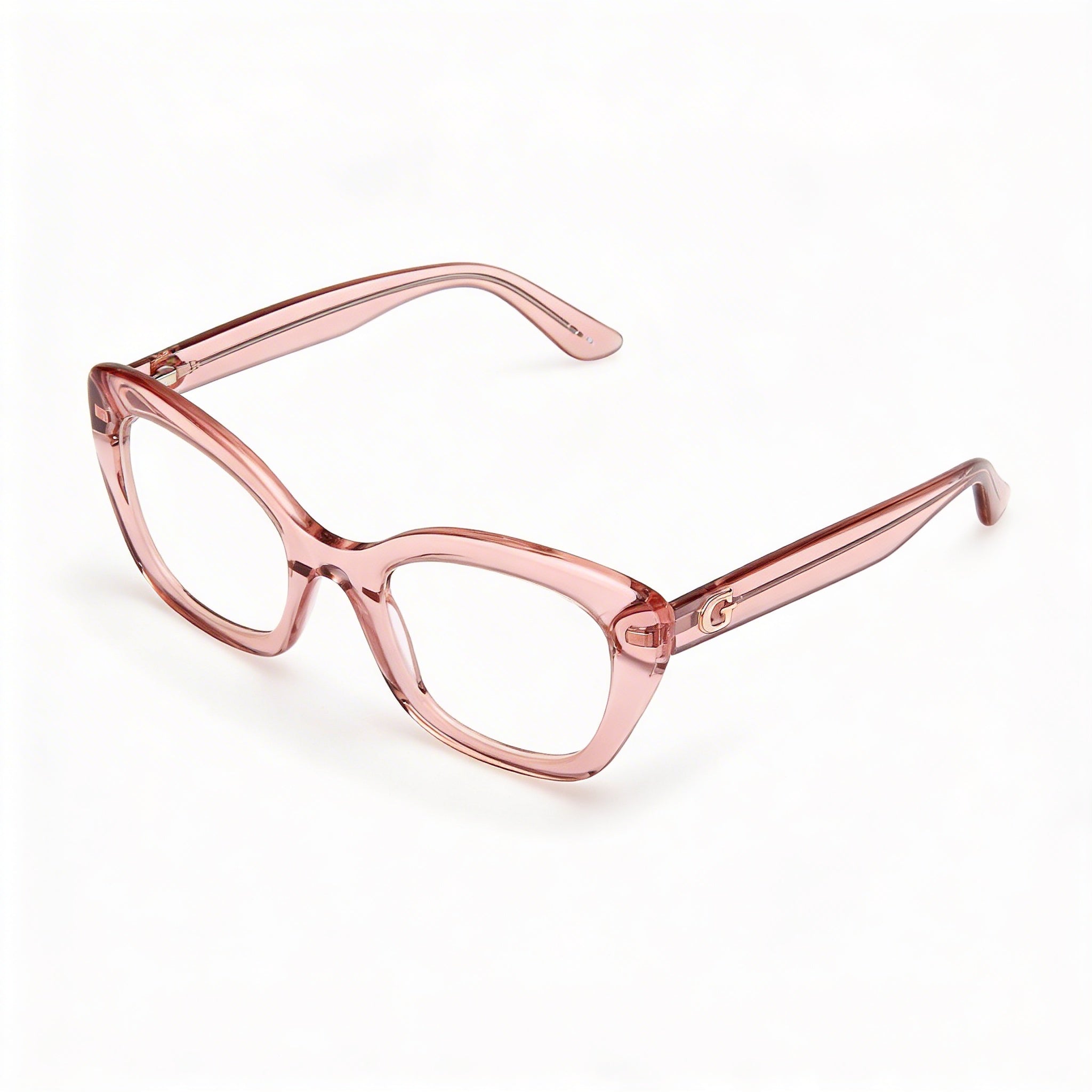 Guess Gu50225 Women's Light Pink Plastic Frame Eyewear with Polycarbonate Lens, 51mm Lens Width, 22mm Bridge, 140mm Temple Length, Photo 1