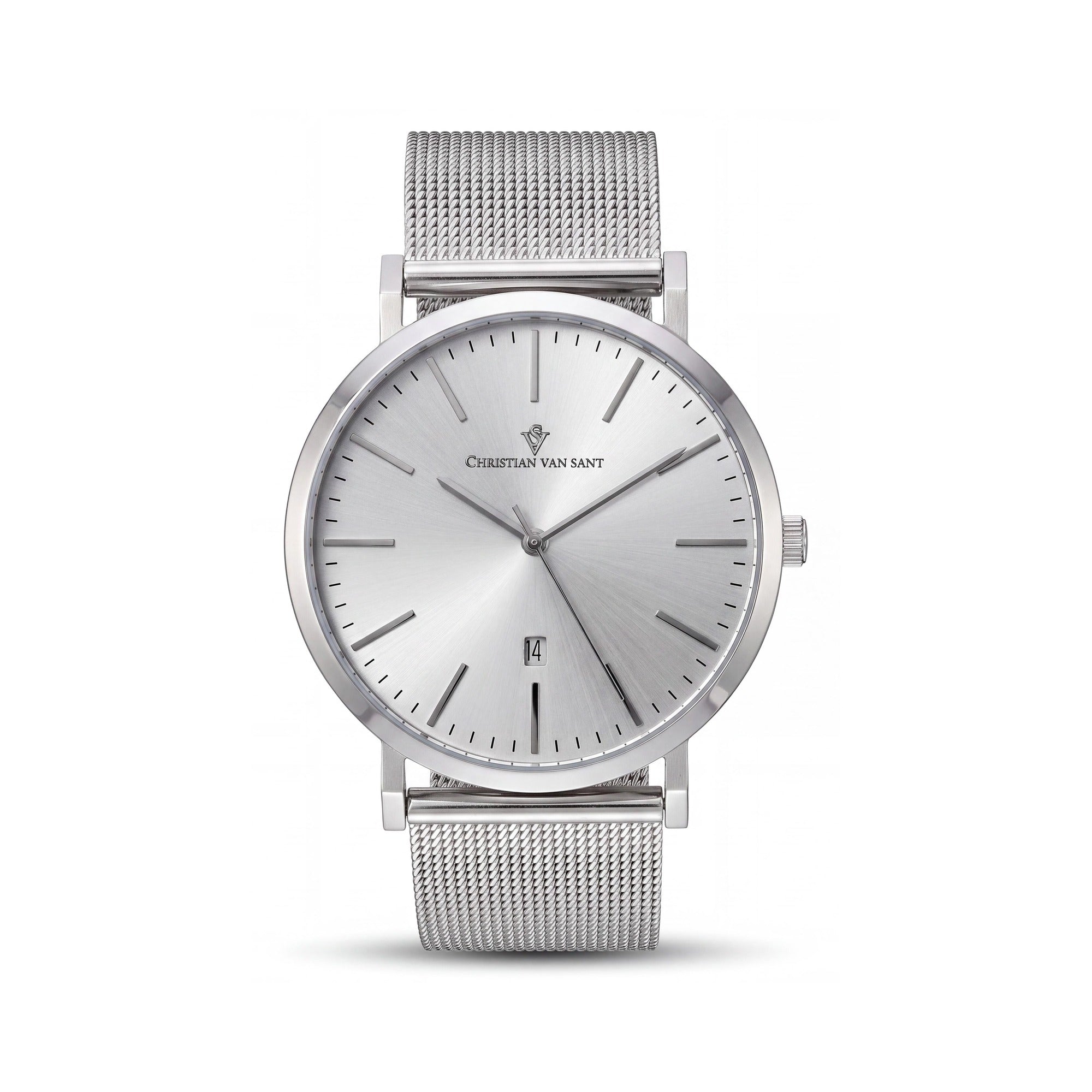 Christian Van Sant CV4323 Men's Paradigm Silver Dial Stainless Steel Quartz Movement Water Resistant Watch, Photo 1
