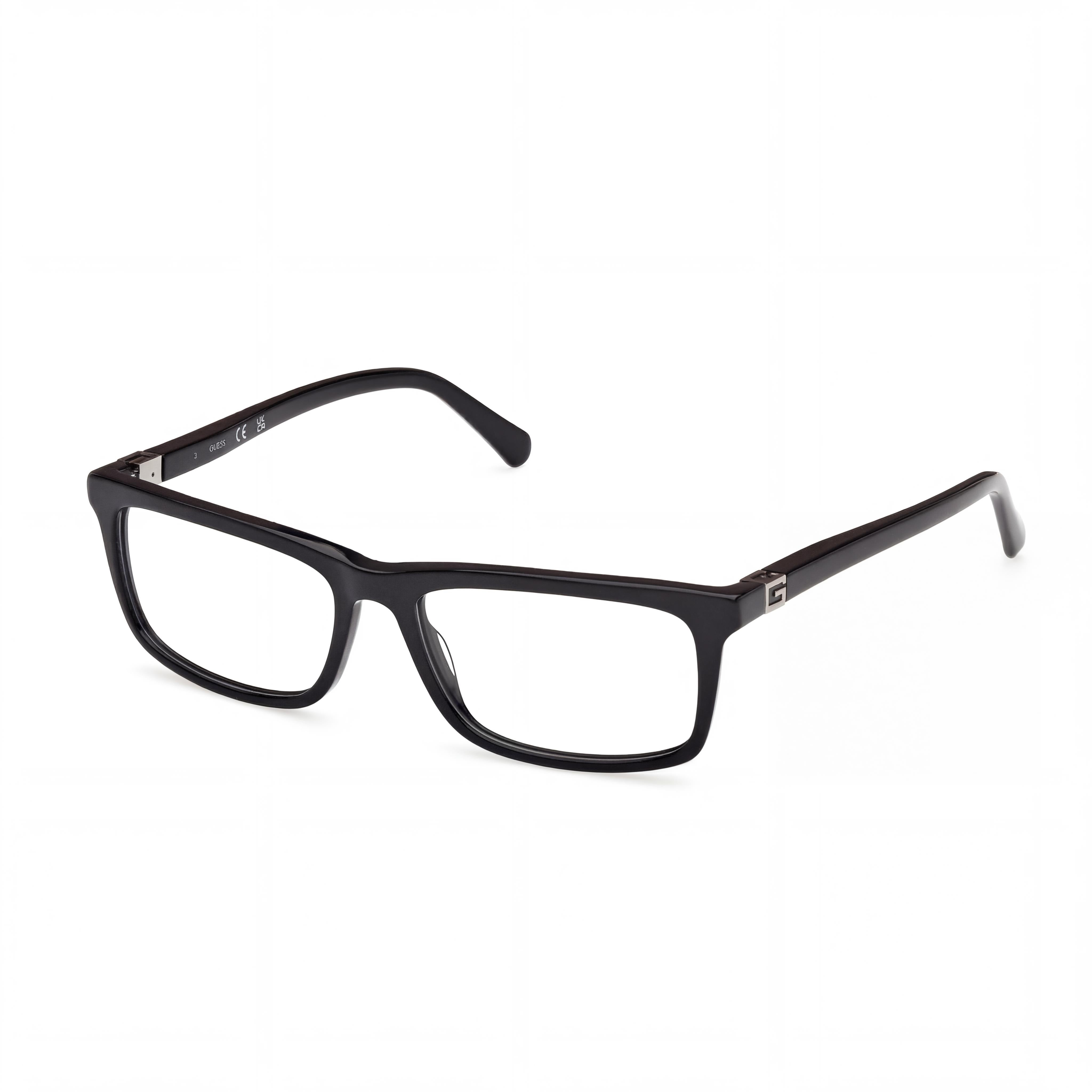 GUESS Gu50190 Gafas Unisex con Montura de Plástico Negro Brillante y Lentes de Policarbonato, 56mm de Ancho de Lente, 16mm de Puente, 150mm de Patillas, Photo 1