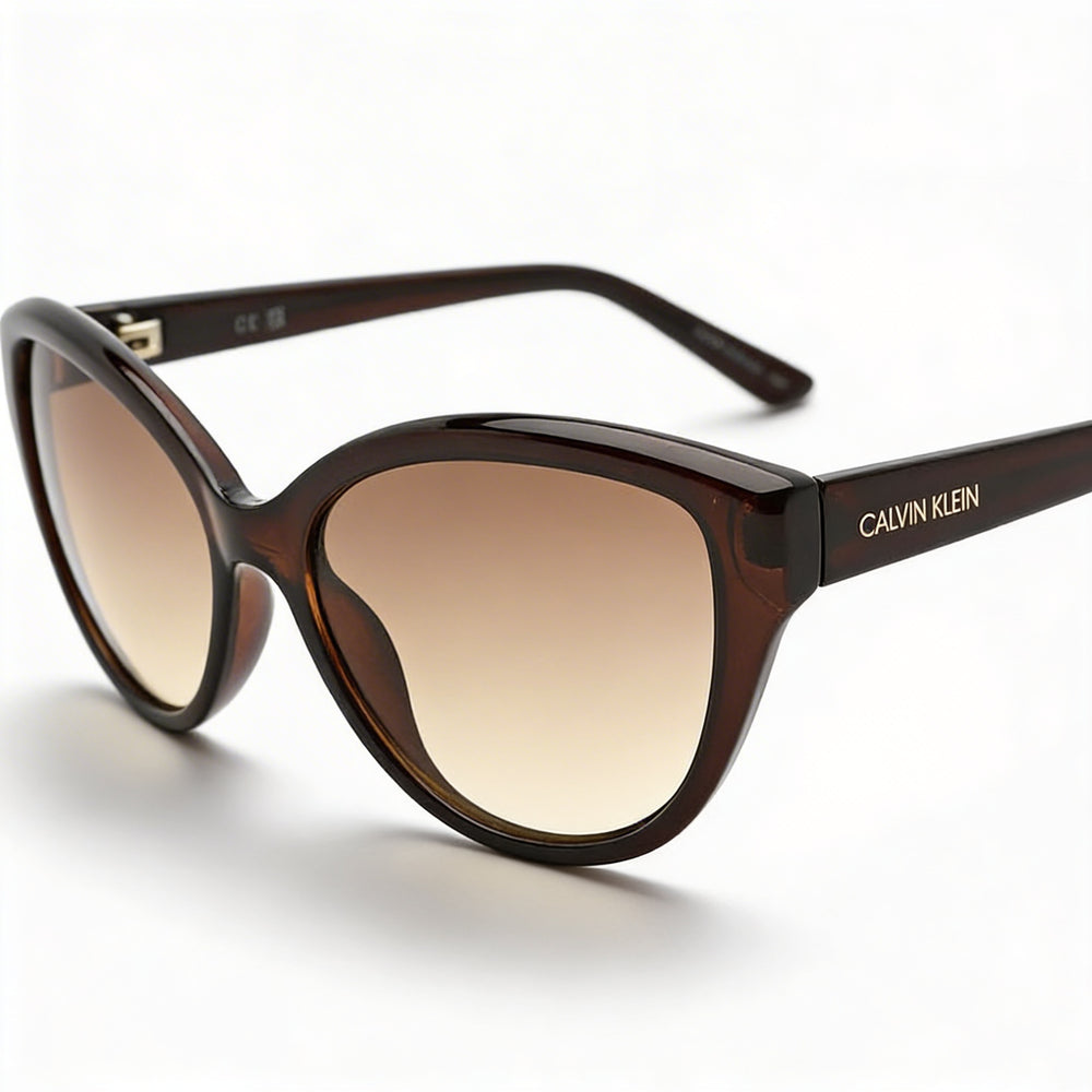 Gafas de sol Calvin Klein CK19536S para mujer, con protección UV, montura de plástico marrón cristal, lentes marrones, 55 mm